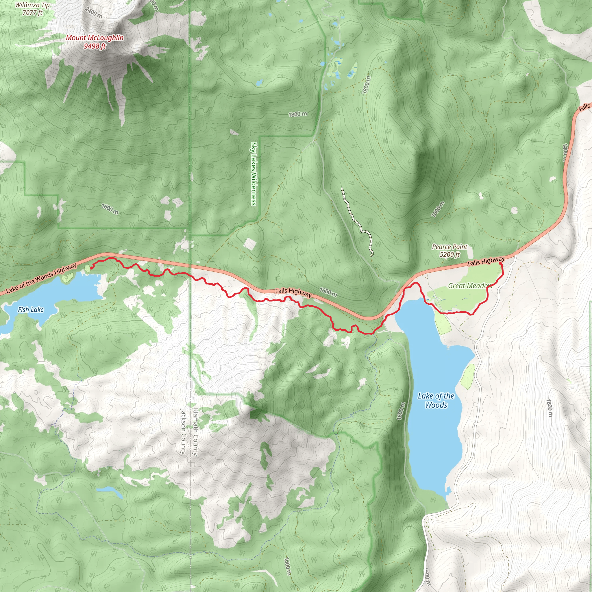 High Lakes Trail mobile static map