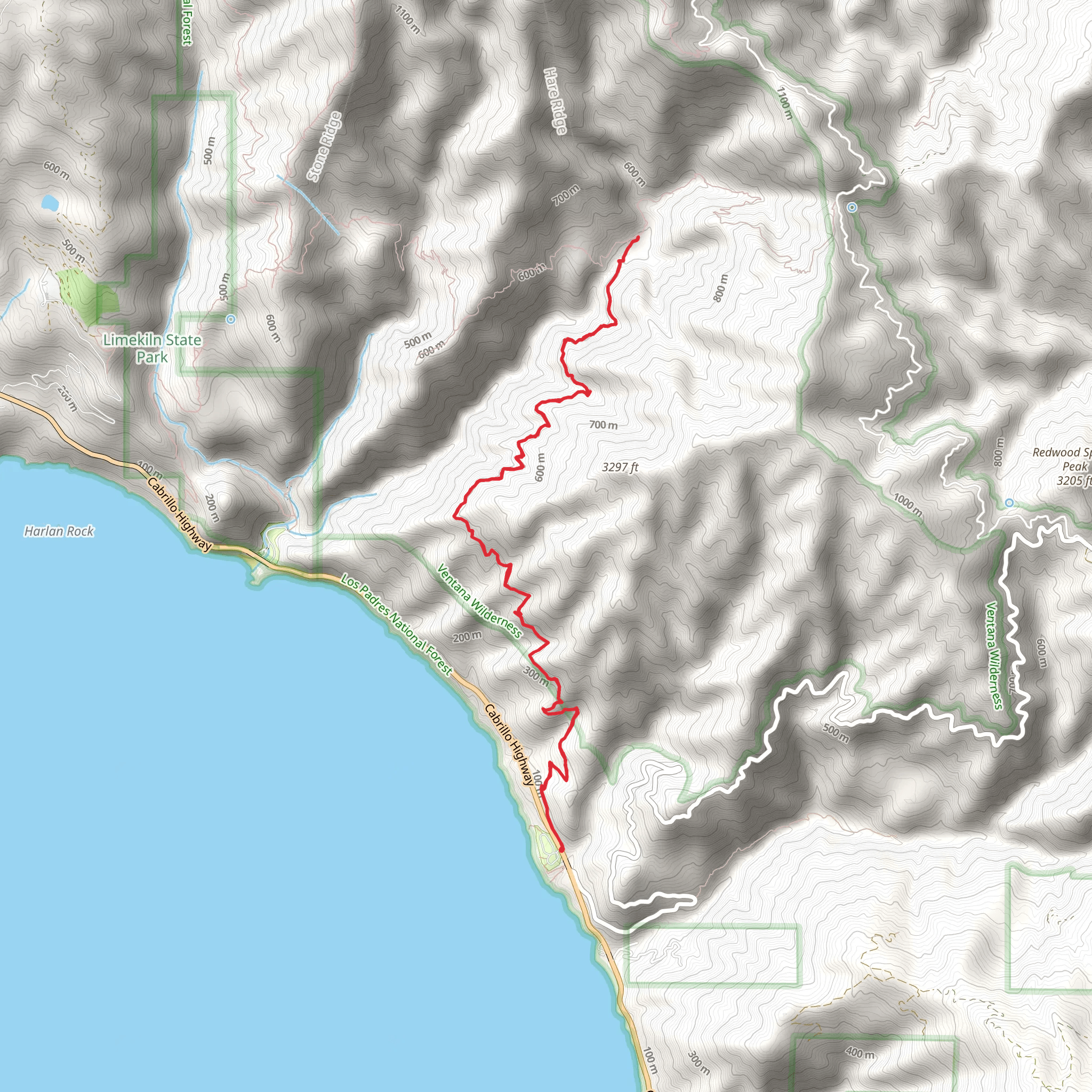 Kirk Creek Trail mobile static map