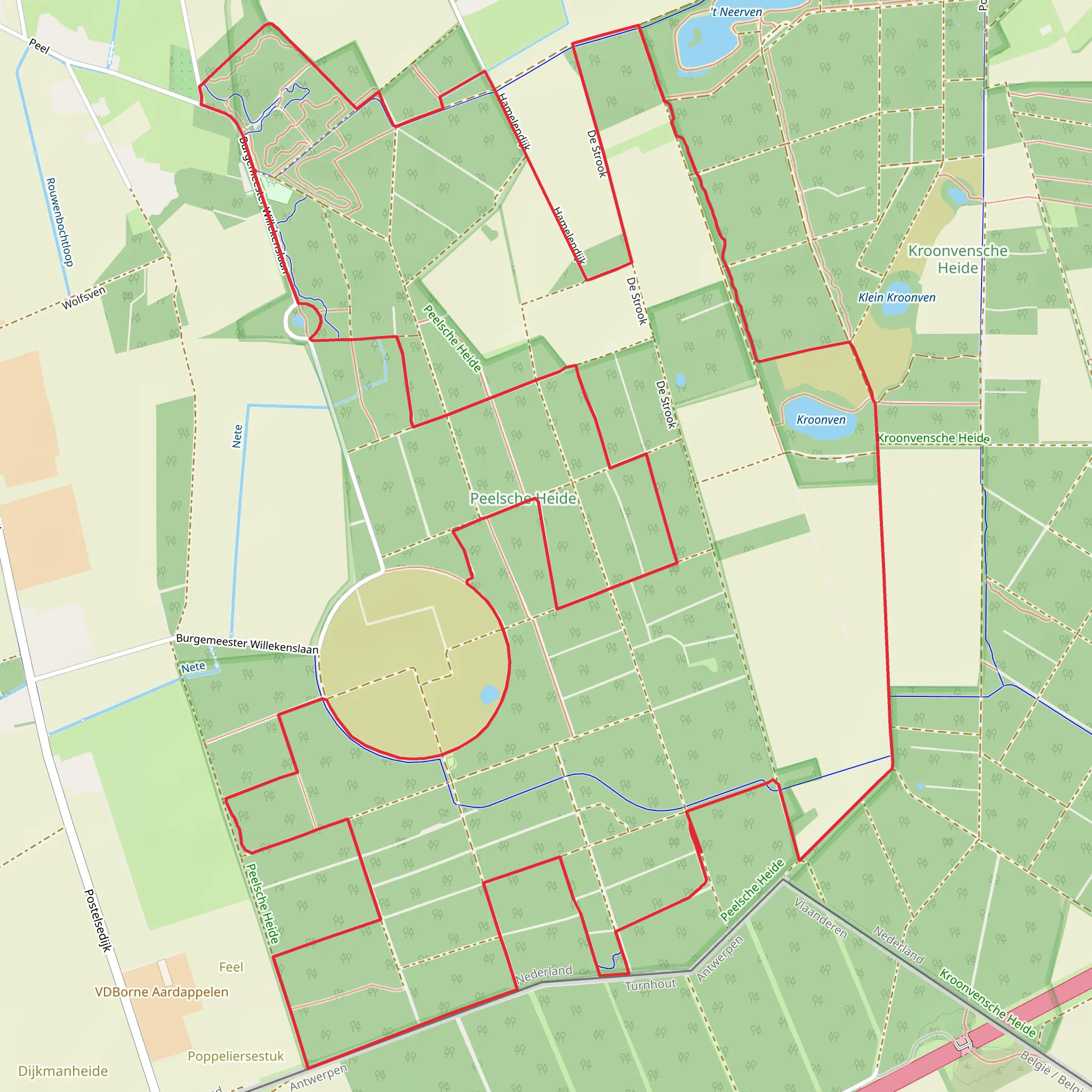 Peelsche Heide and Uitzichttoren via Kroonven mobile static map