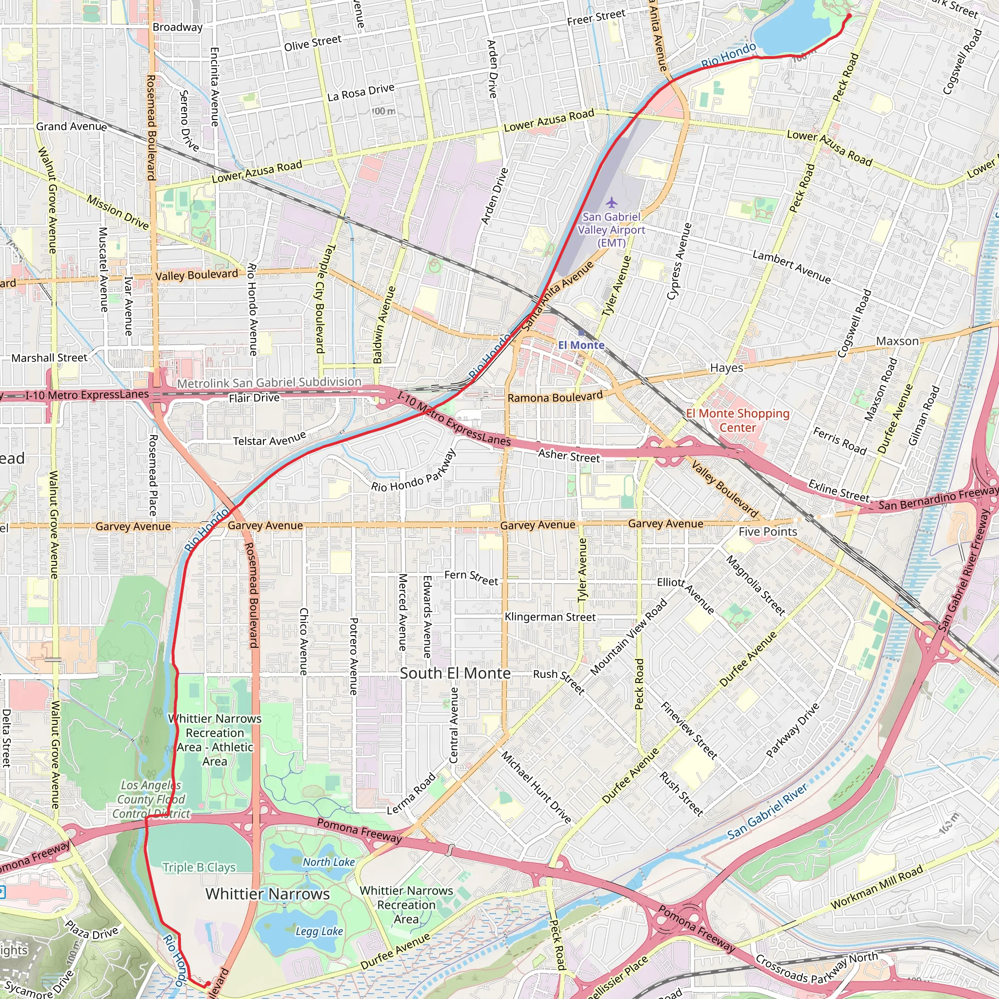 Rio Hondo River Trail - Peck Road Water Conservation Park mobile static map