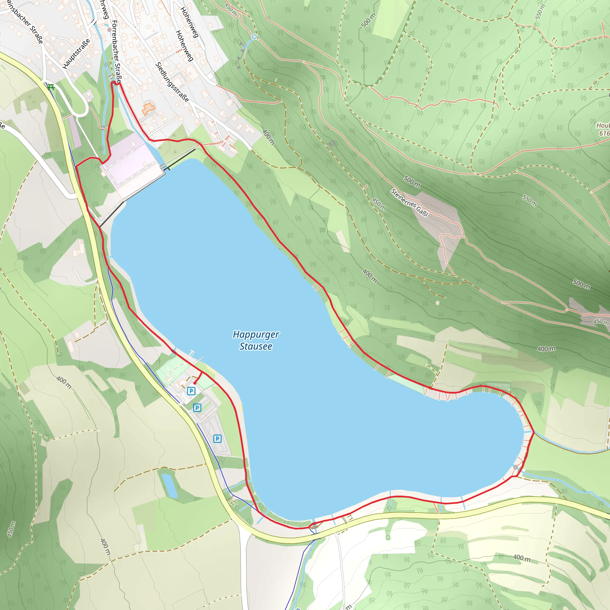 Happurger Stausee Loop mobile static map