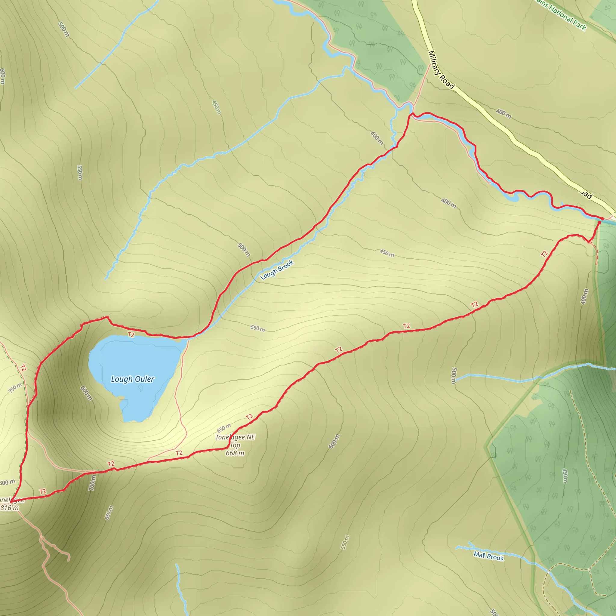 Lough Ouler and Tonelagee Loop mobile static map