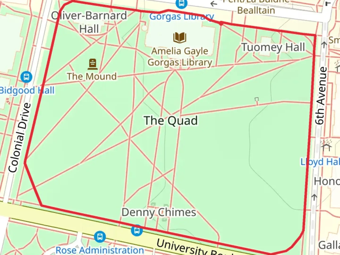 An image depicting the trail The Quad Loop and its surrounding area.