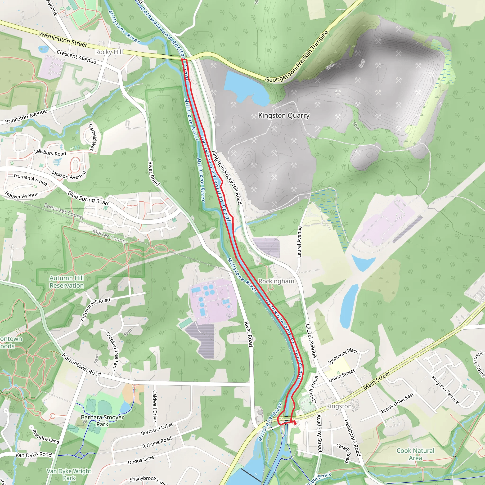 Delaware and Raritan Canal Towpath Loop mobile static map
