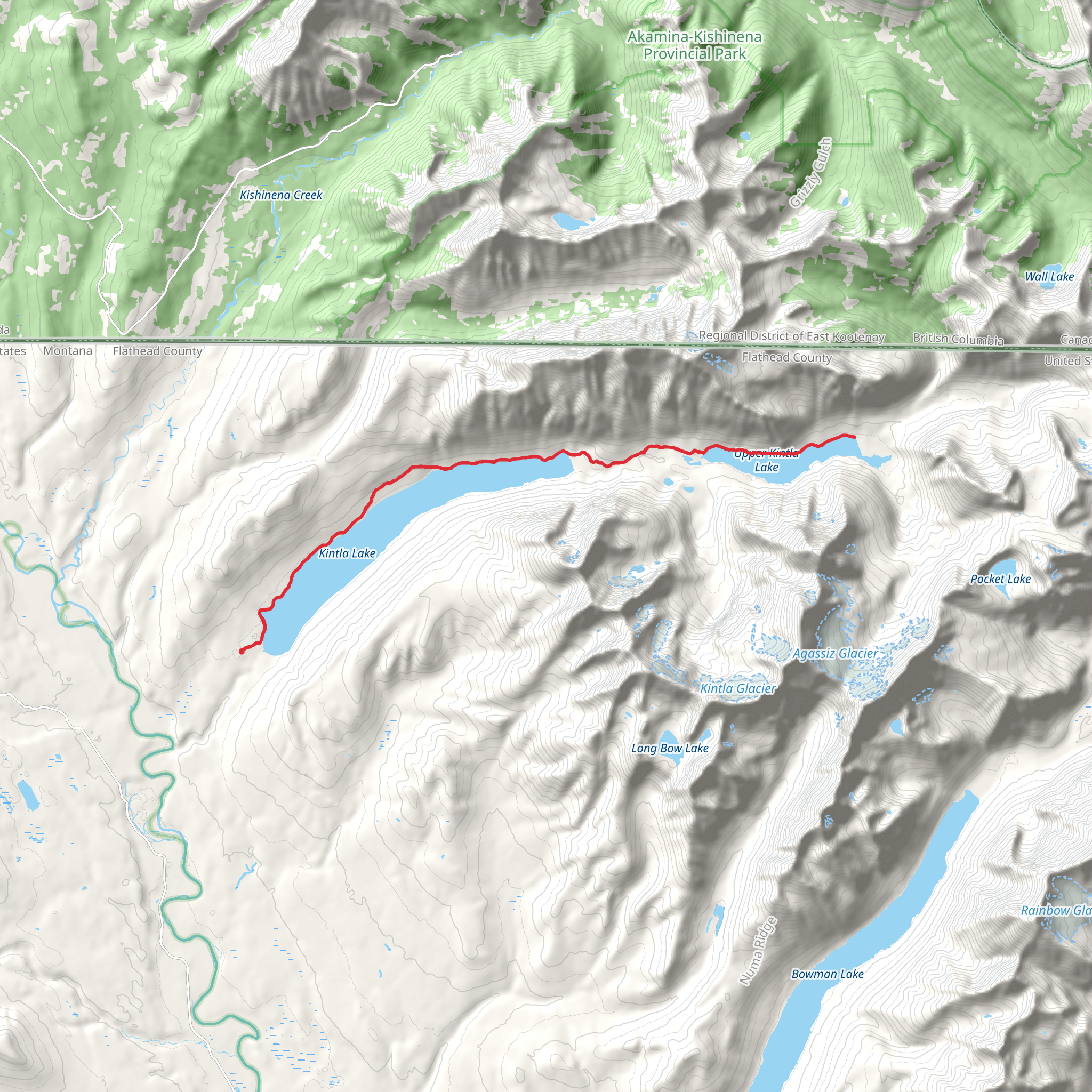 Upper Kintla Lake via Boulder Pass mobile static map