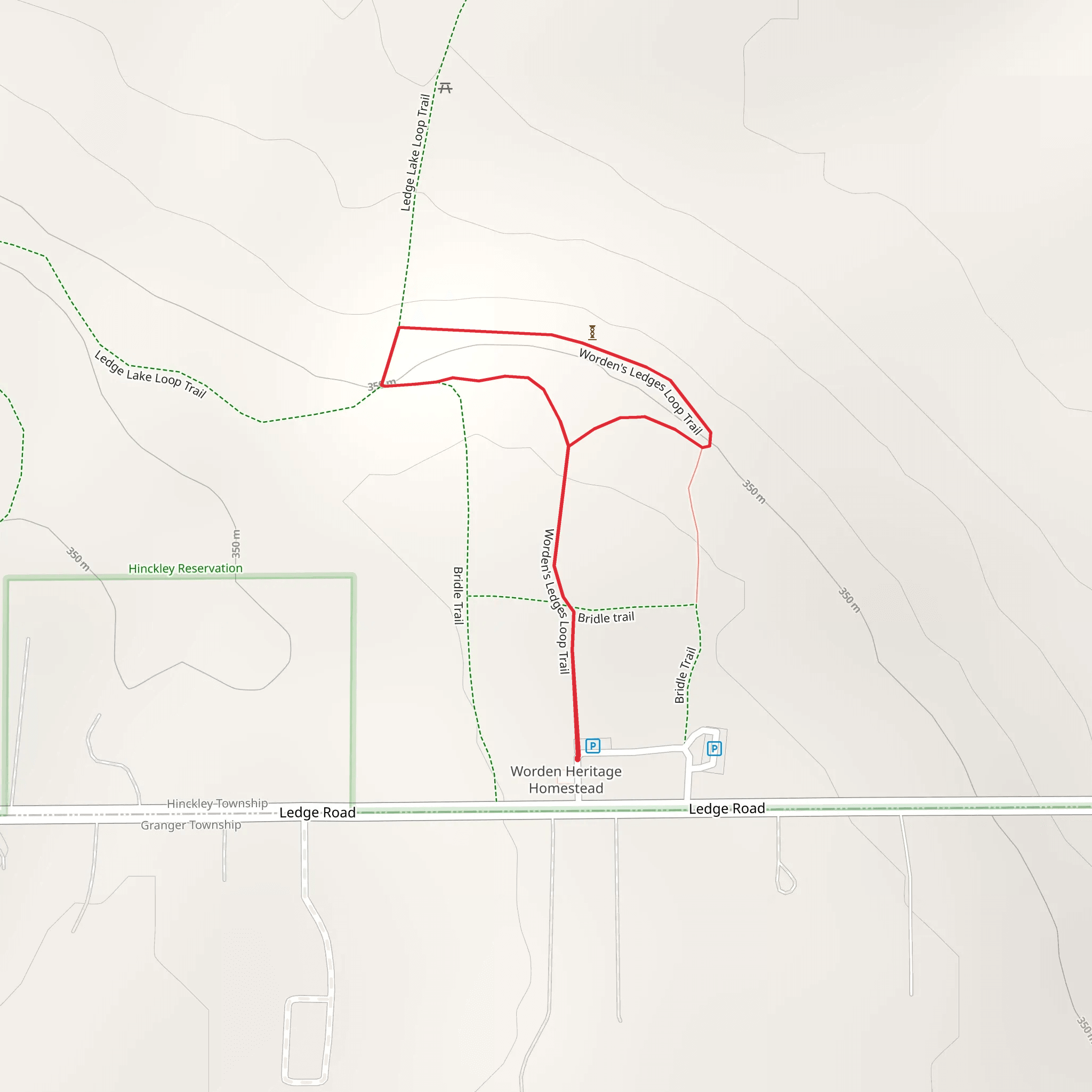 Worden's Ledges Loop Trail mobile static map