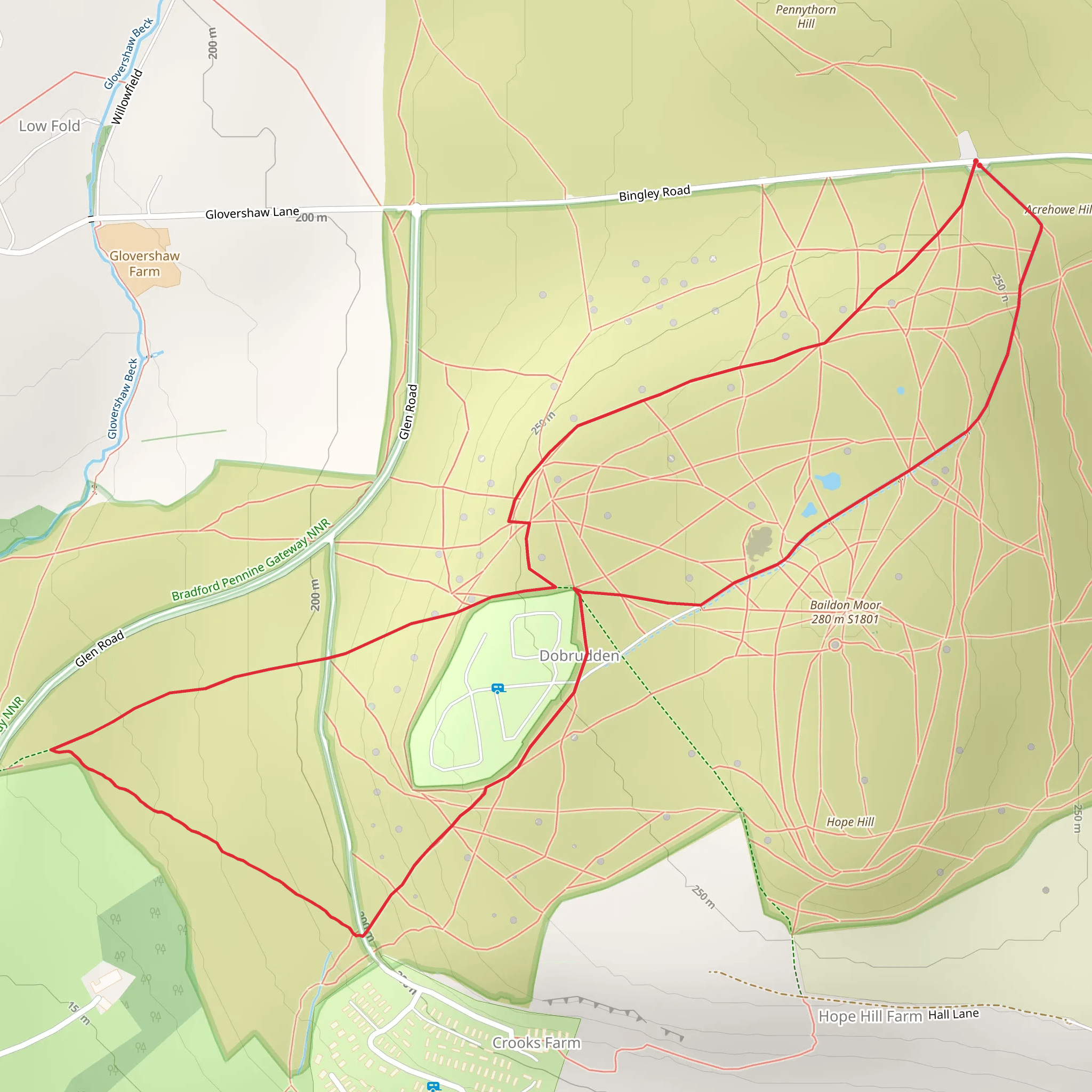 Baildon Moor Loop mobile static map