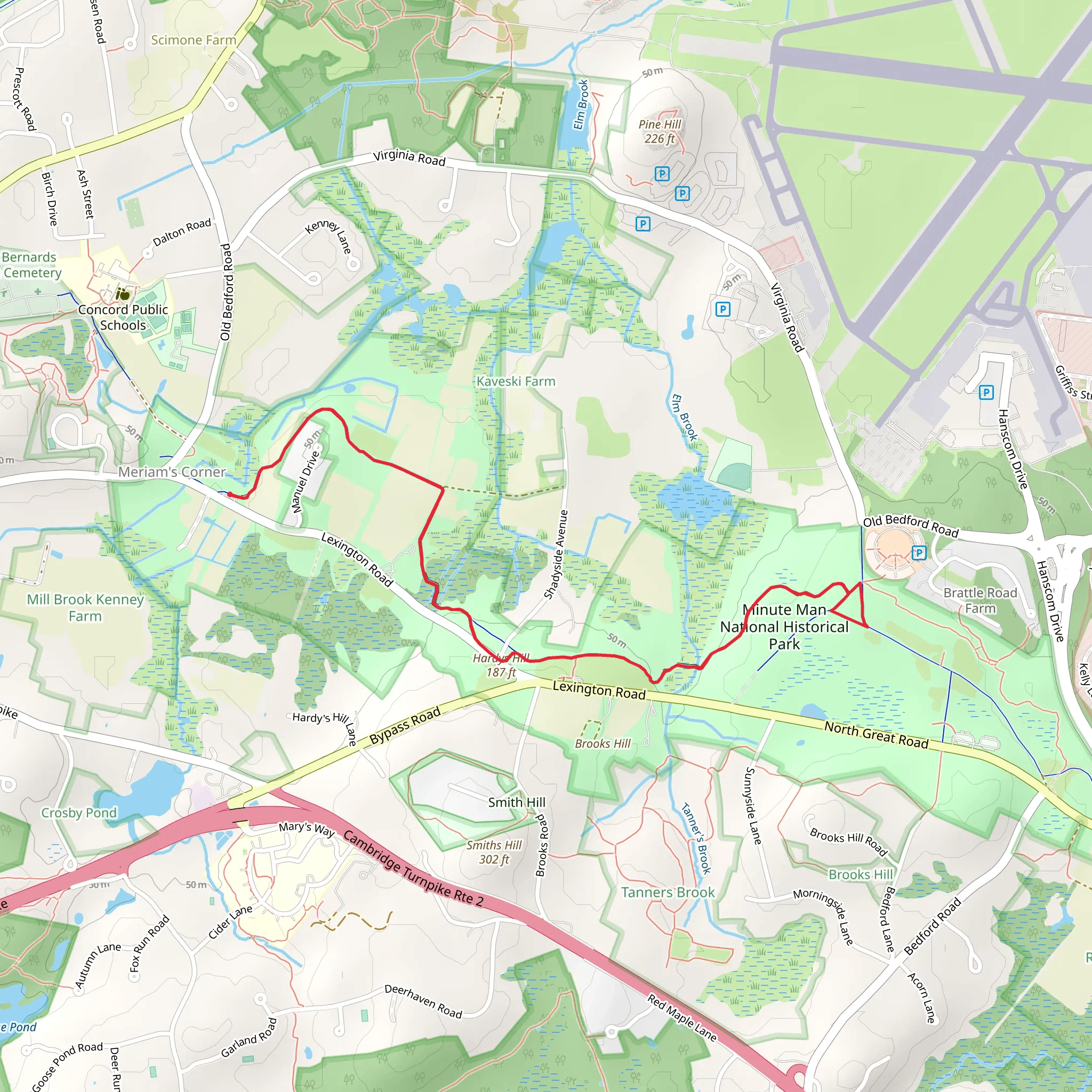 Meriam's Corner to Minute man National Park Trail mobile static map