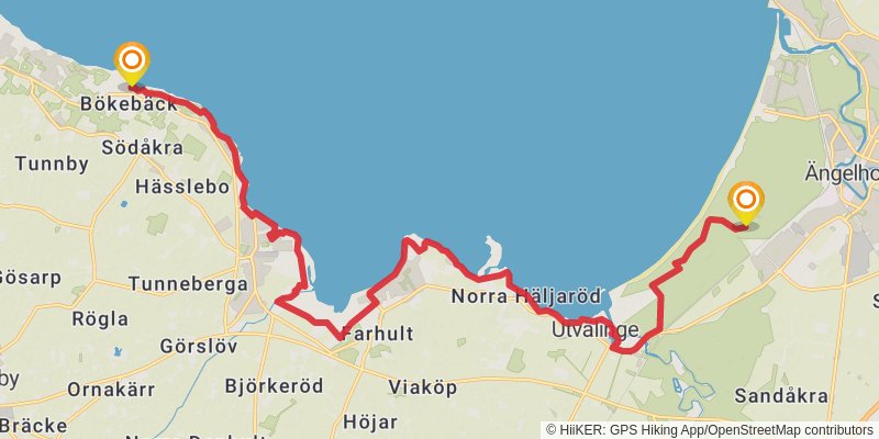 Skåneleden Trail stage 15 Map