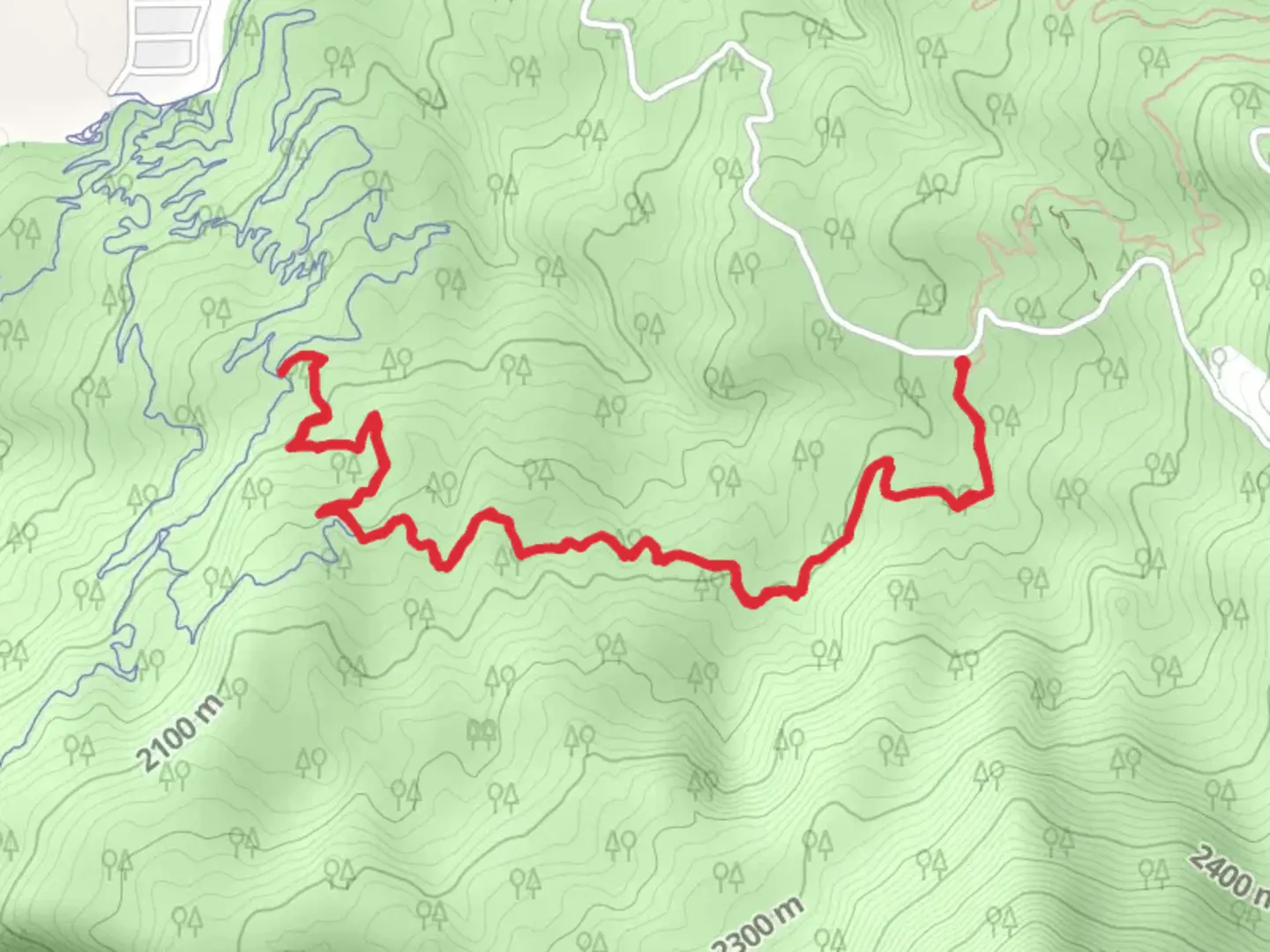 An image depicting the trail Green Hollow and its surrounding area.