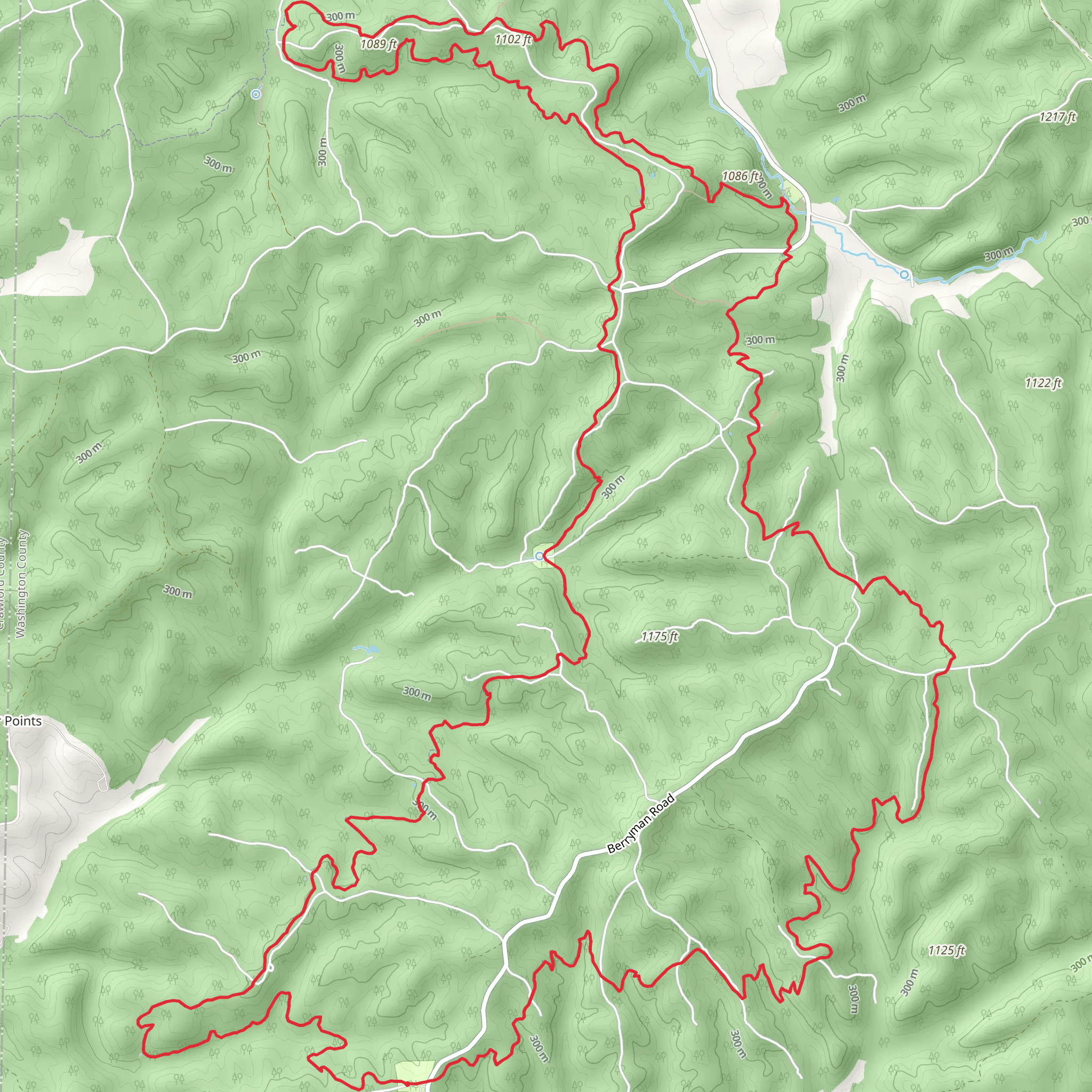 Ozark Trail - Courtois and Berryman Trail Loop mobile static map