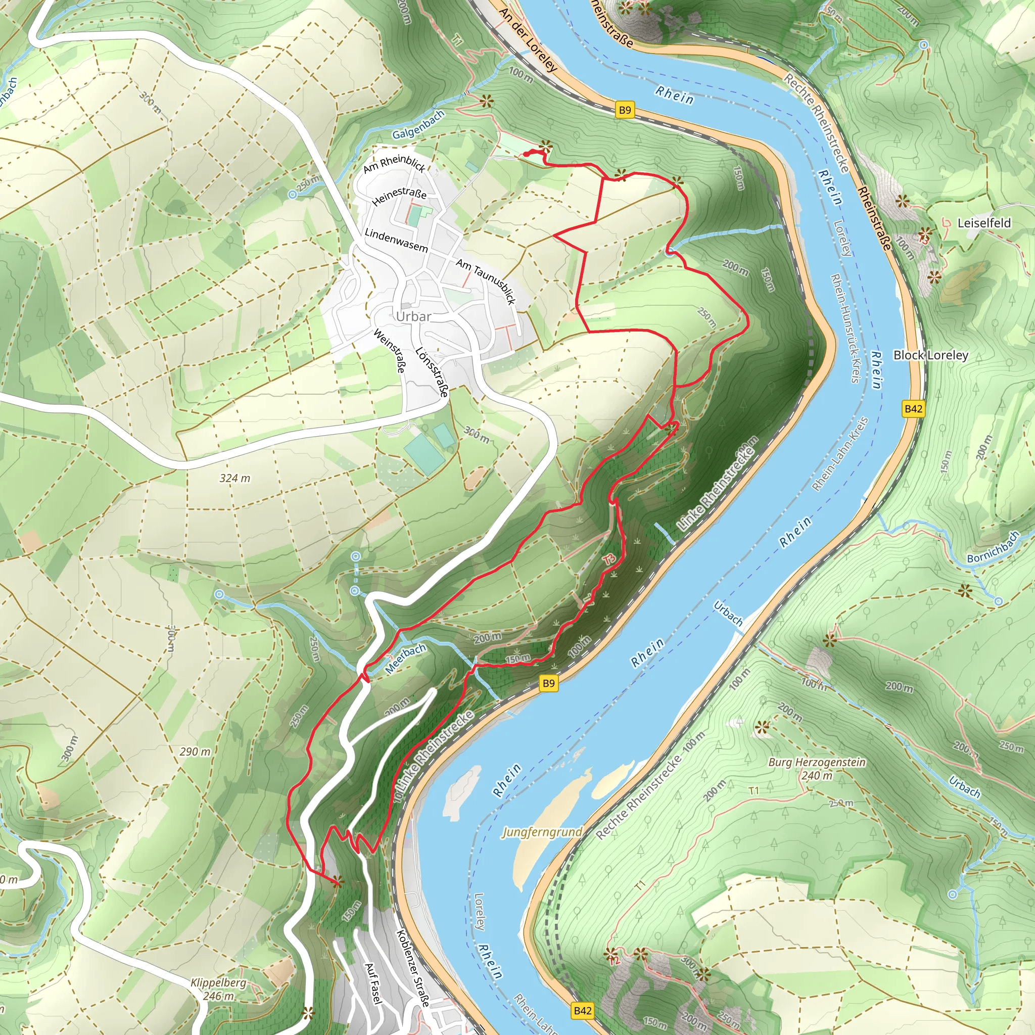 Linksrheinischer Jakobsweg and Oelsbergsteig mobile static map