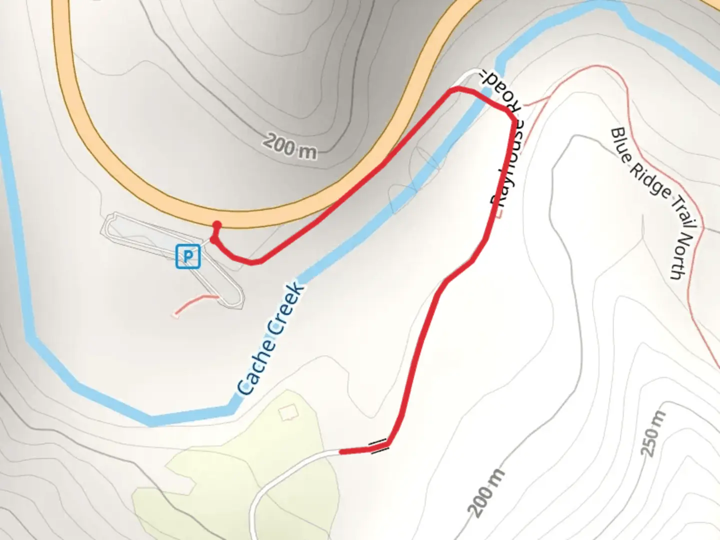An image depicting the trail Cache Creek - Rayhouse Road and its surrounding area.