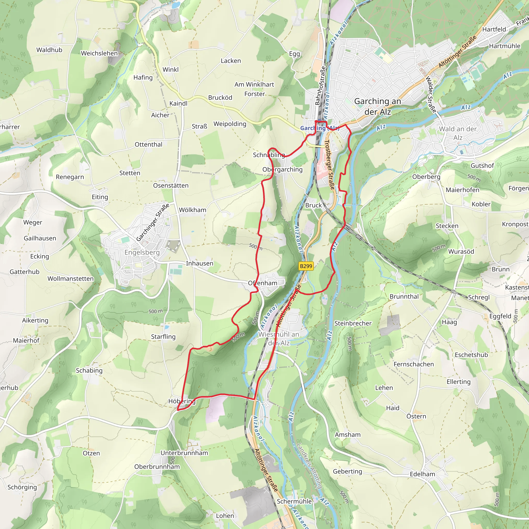 Garching to Wiesmühl Loop mobile static map