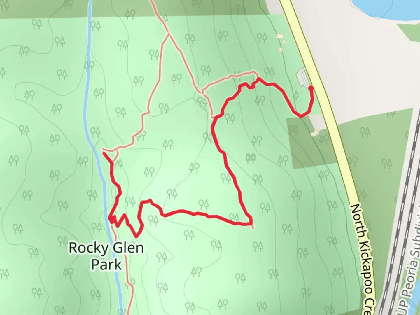 An image depicting the trail North Kickapoo Creek Road Walk and its surrounding area.