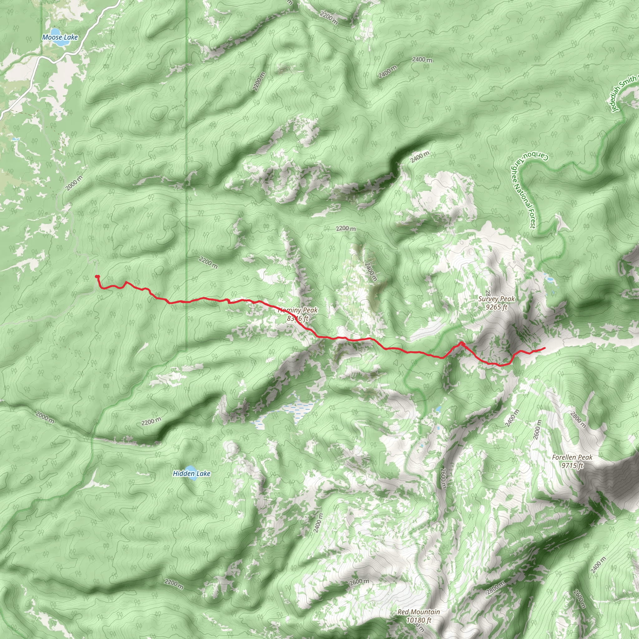 Jackass Pass via Hominy Peak Trail mobile static map