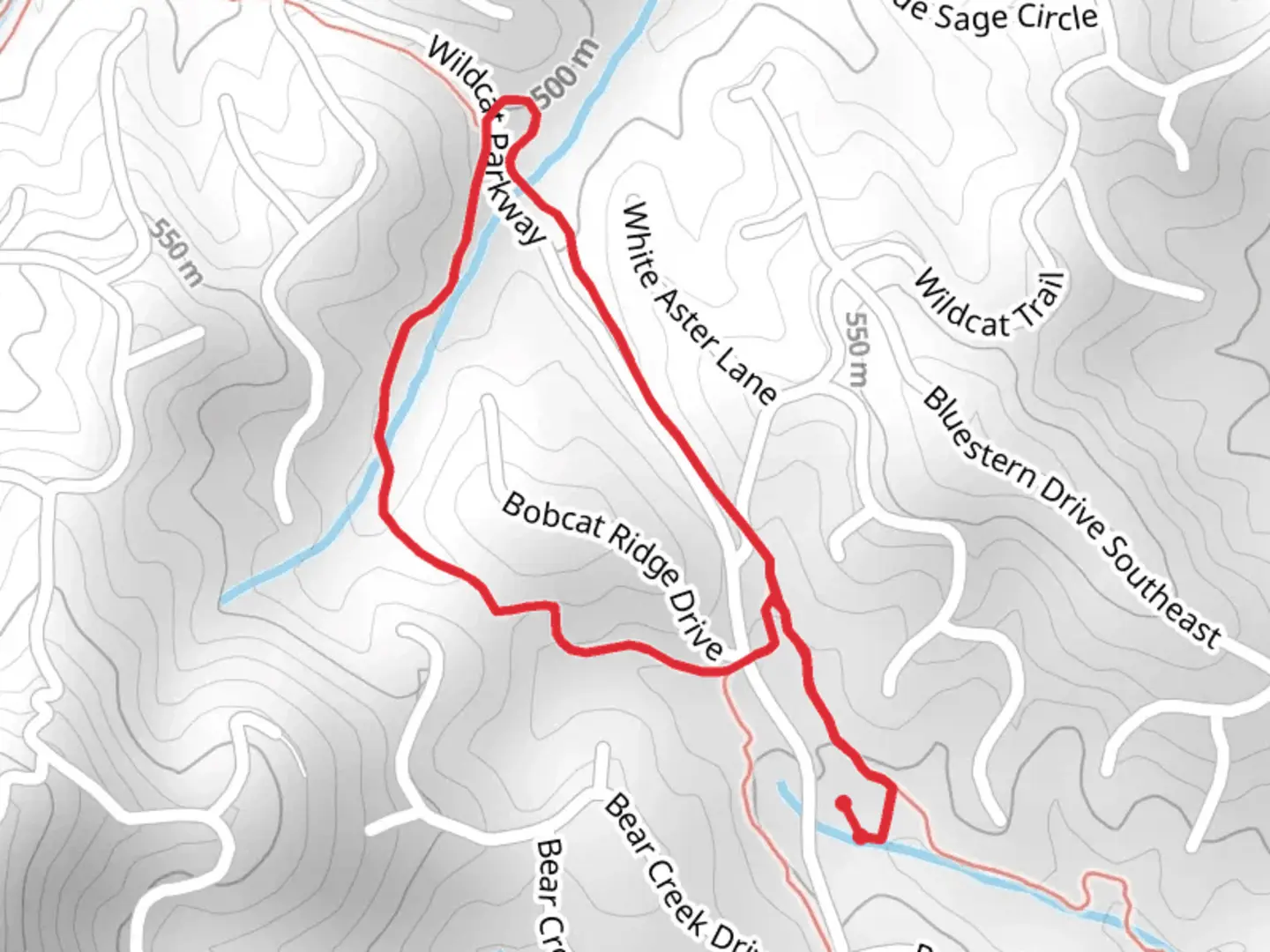 An image depicting the trail Wildcat Parkway Loop and its surrounding area.