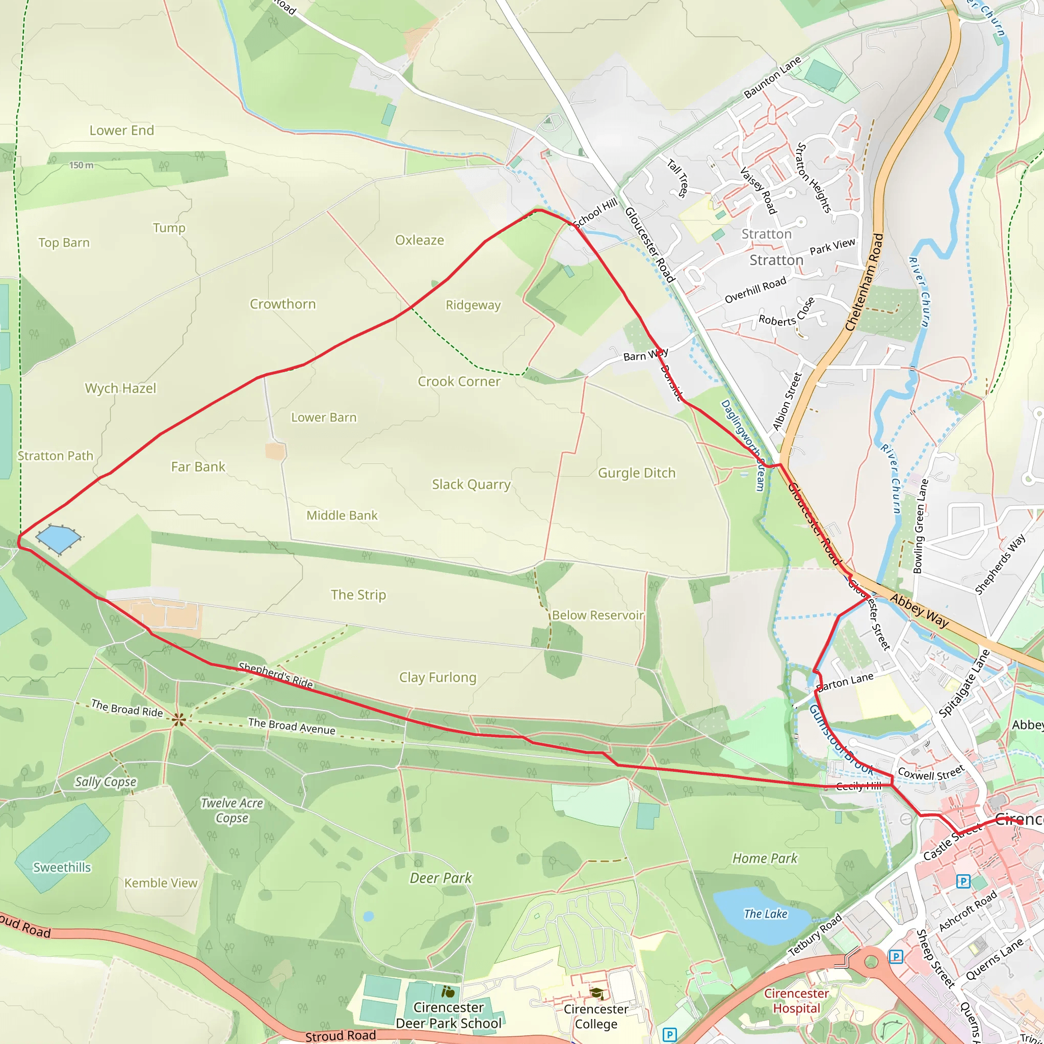 Cirencester and Stratton Circular mobile static map