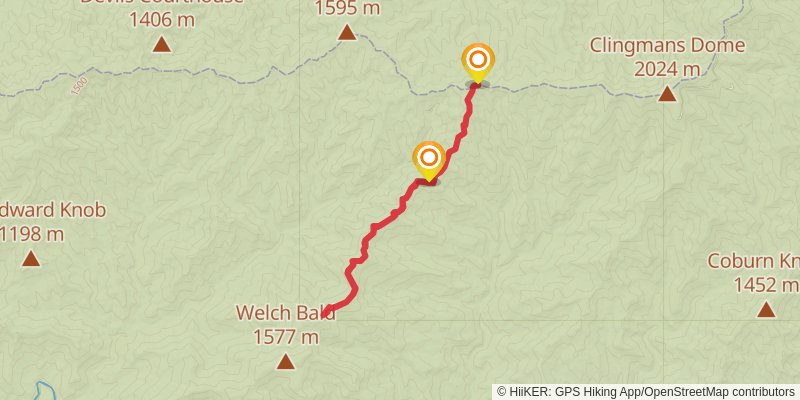 Welch Ridge via Appalachian Trail stage 2 Map