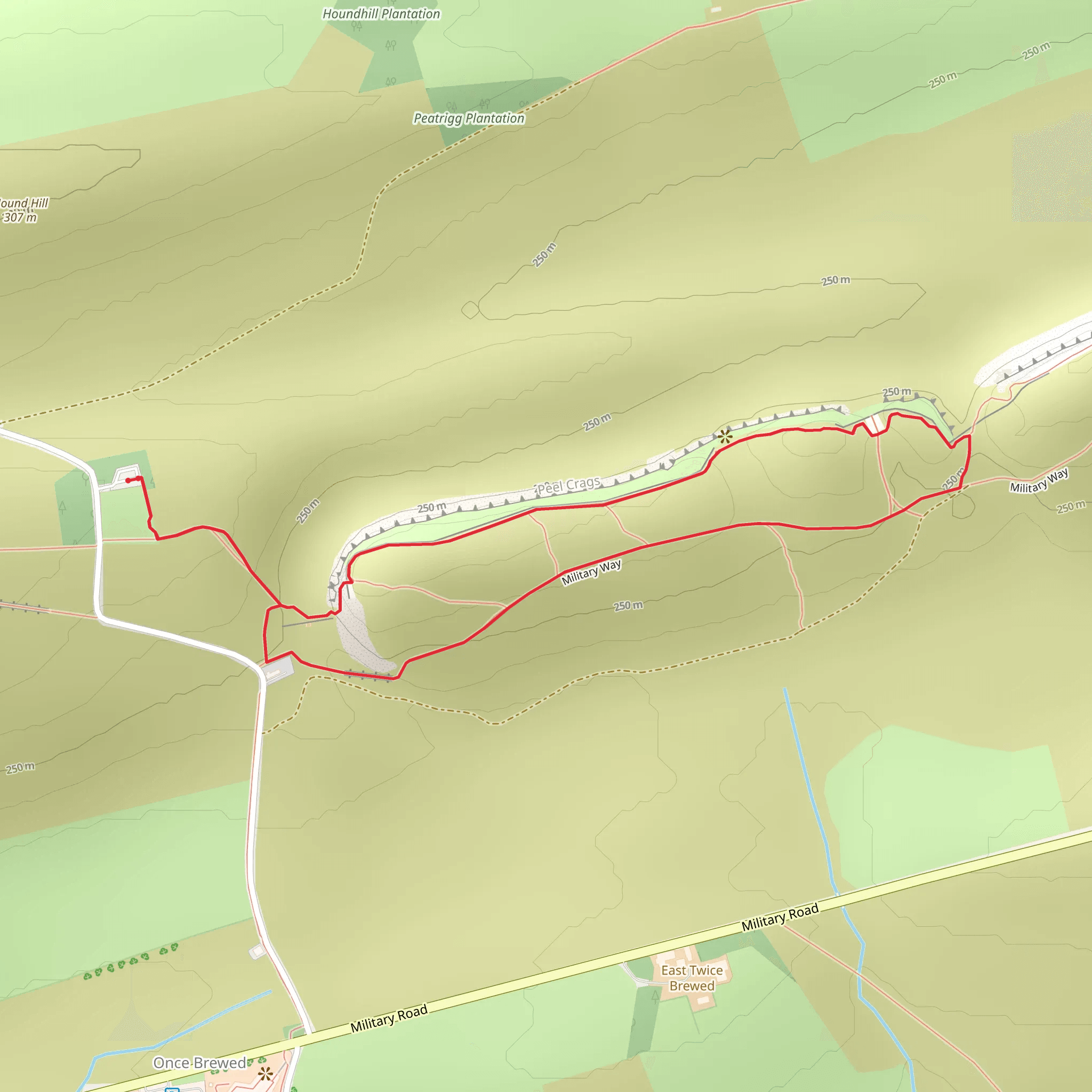 Sycamore Gap and Peel Way Loop mobile static map