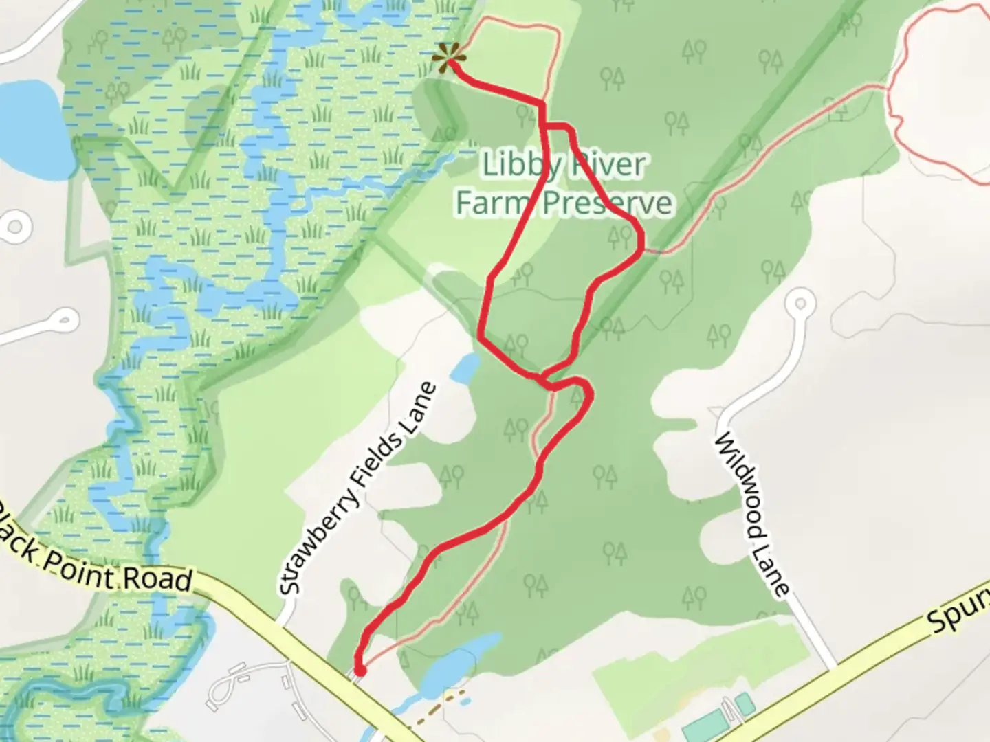 An image depicting the trail Libby River from Black Point Road and its surrounding area.