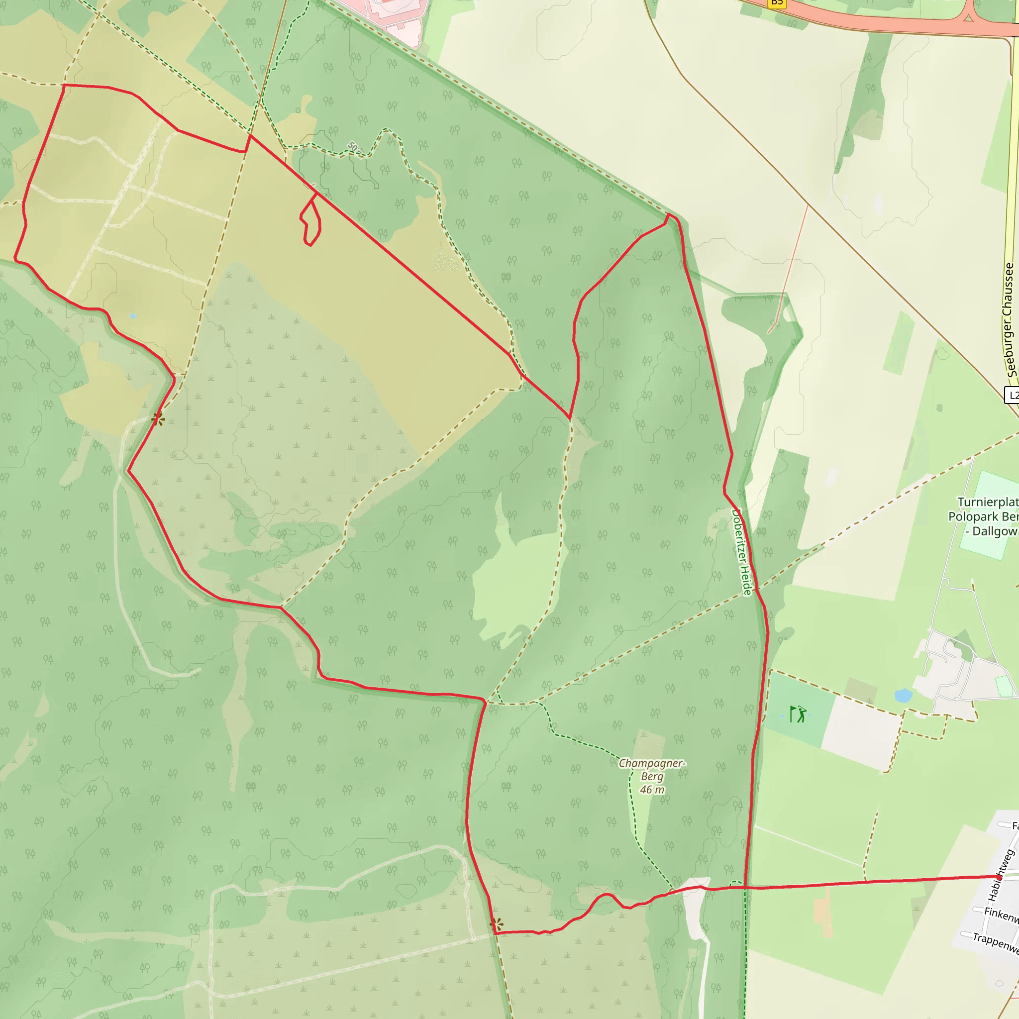 Rundwanderweg Havelpark - Hasenheide and Doeberitzer Heide mobile static map