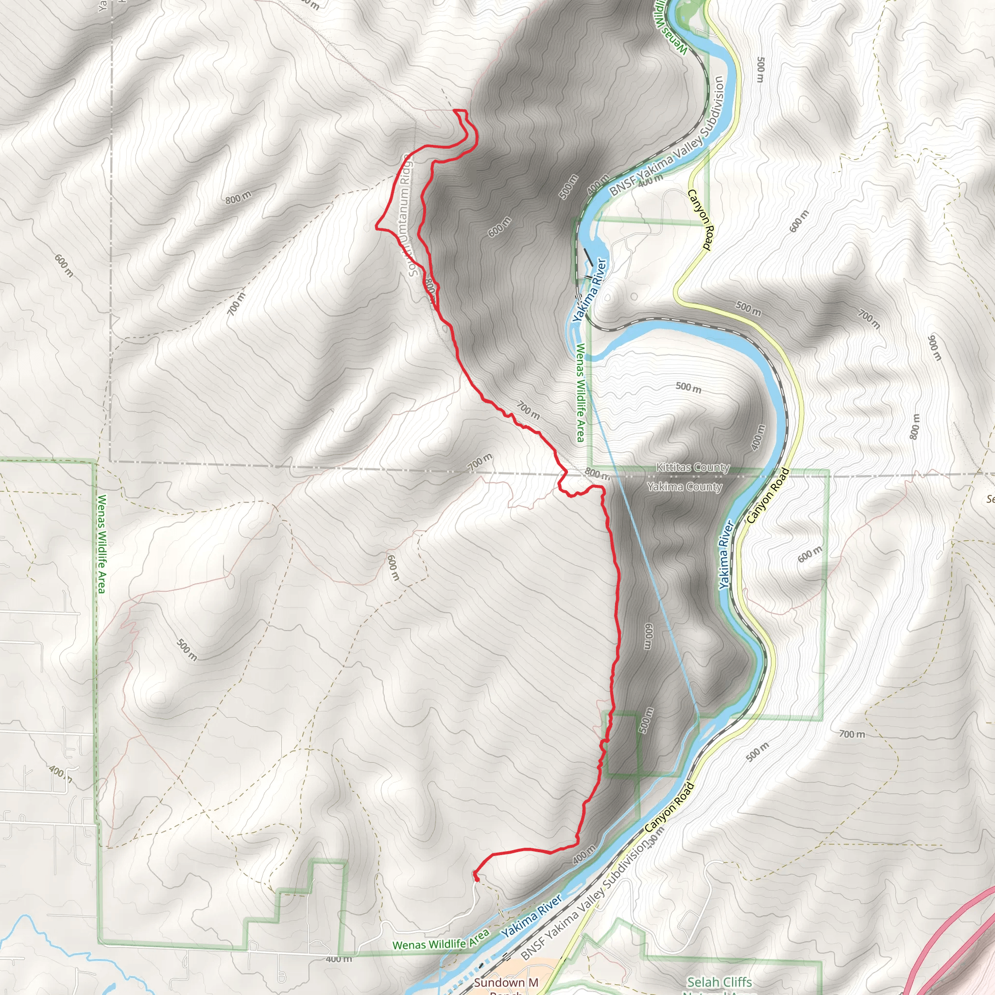 Yakima Rim Trail mobile static map