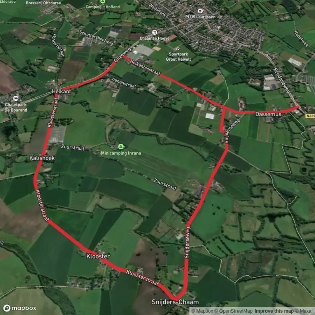 An image depicting the trail Snijderse Weg and Gilze Weg Loop and its surrounding area.