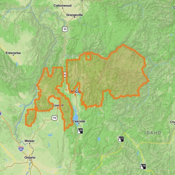 Payette National Forest mobile static map