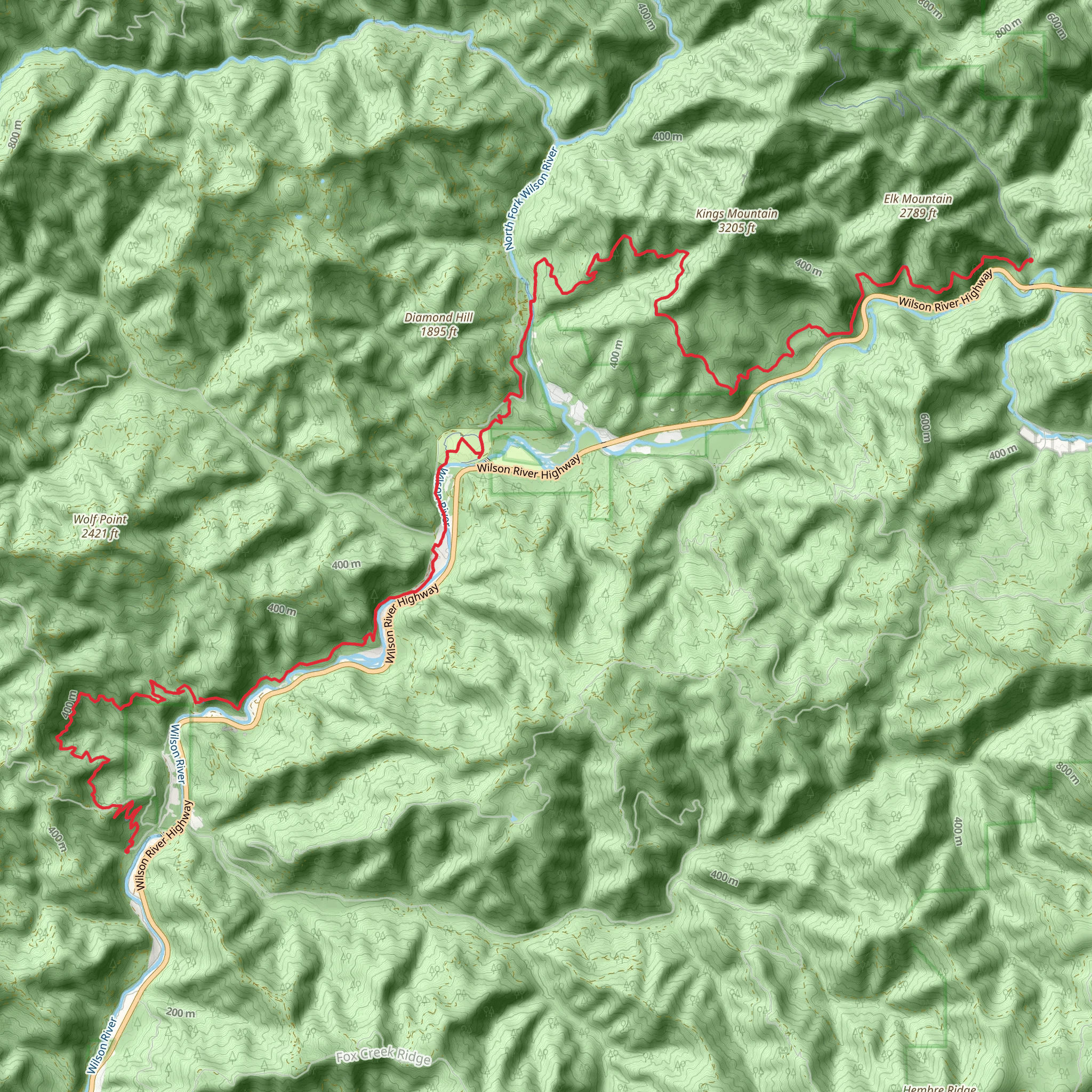 Wilson River Trail from Elk Creek Road - West mobile static map