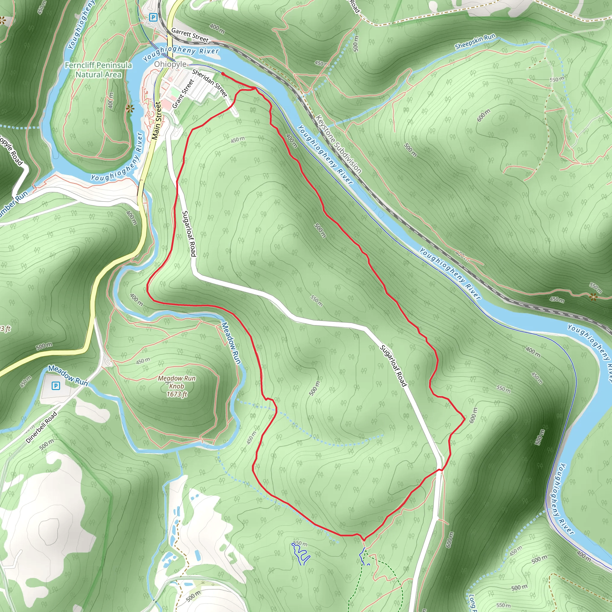 Lower Baughman Trail and Sugarloaf Trail Loop mobile static map