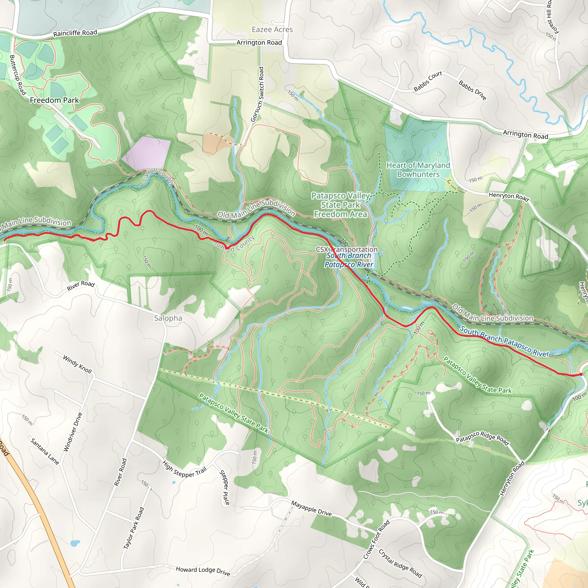 HoCo Thru Trail from Henryton Road mobile static map