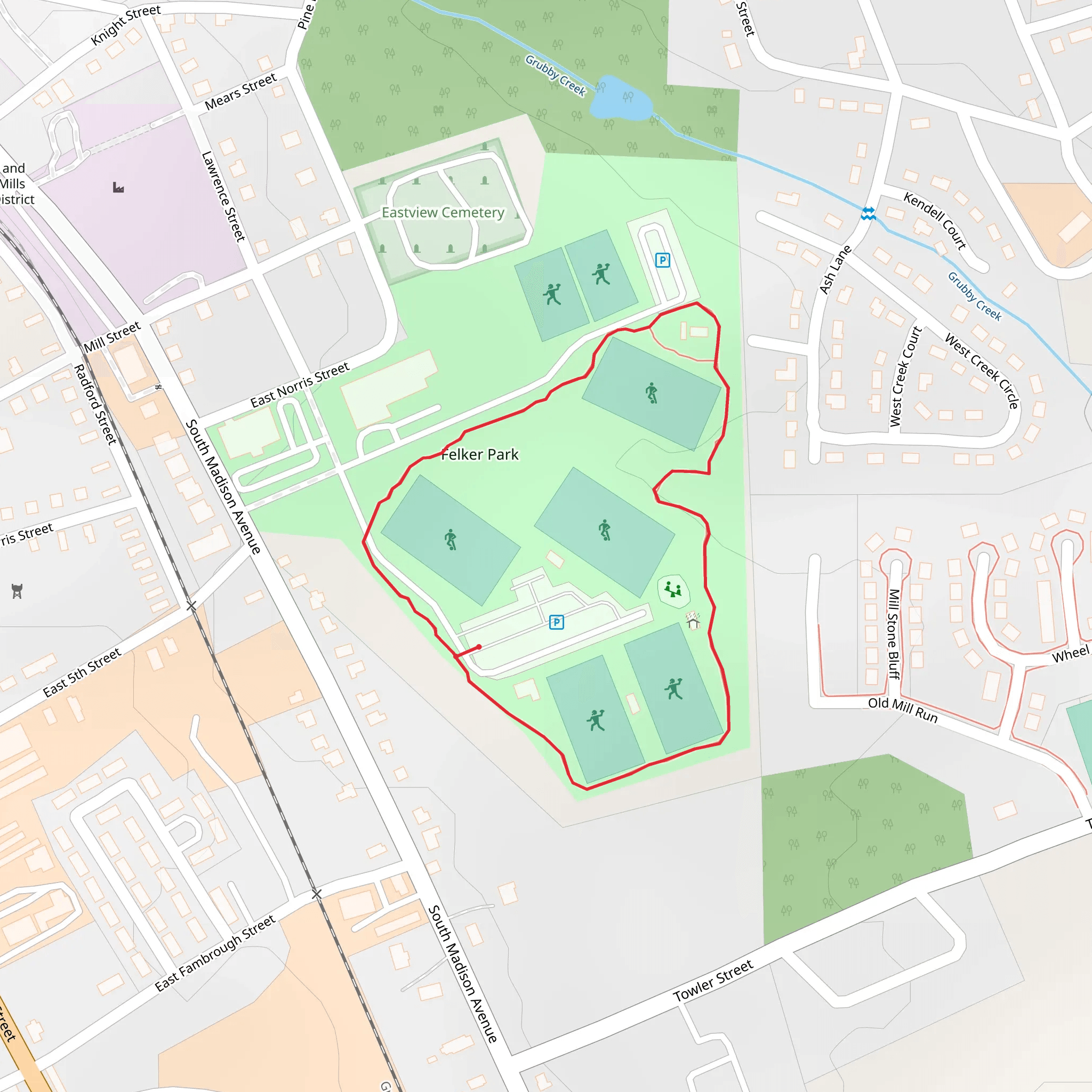 Felker Park Loop mobile static map