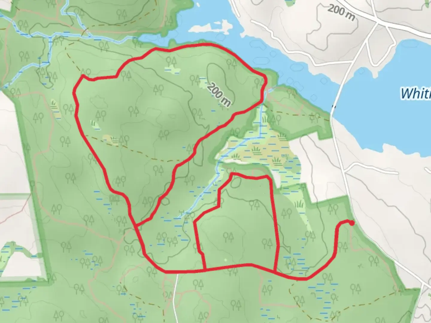 An image depicting the trail Mine Brook Wildlife and Whitin Reservoir Loop Trail and its surrounding area.