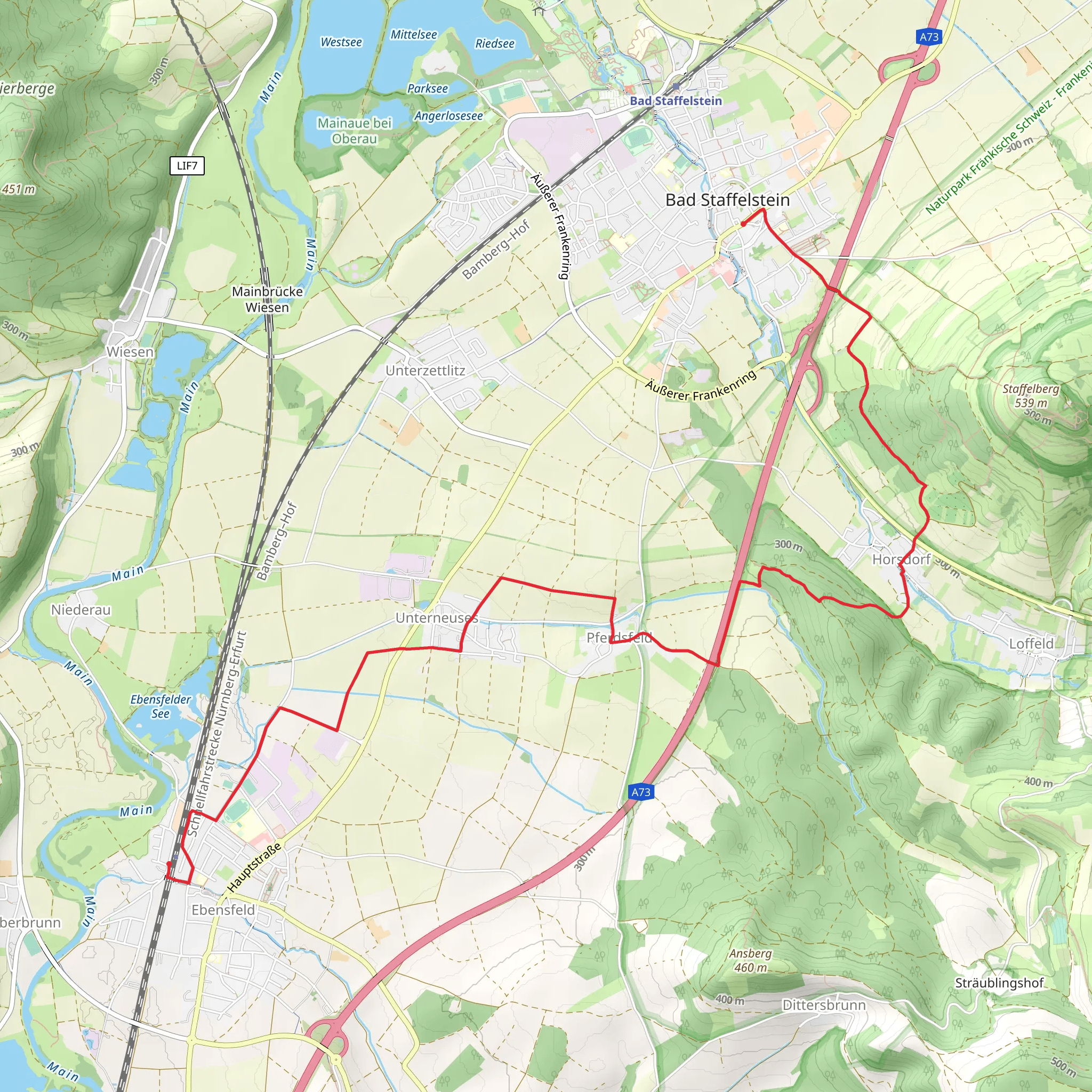 Ebensfeld to Bad Staffelstein via Brauereiweg mobile static map