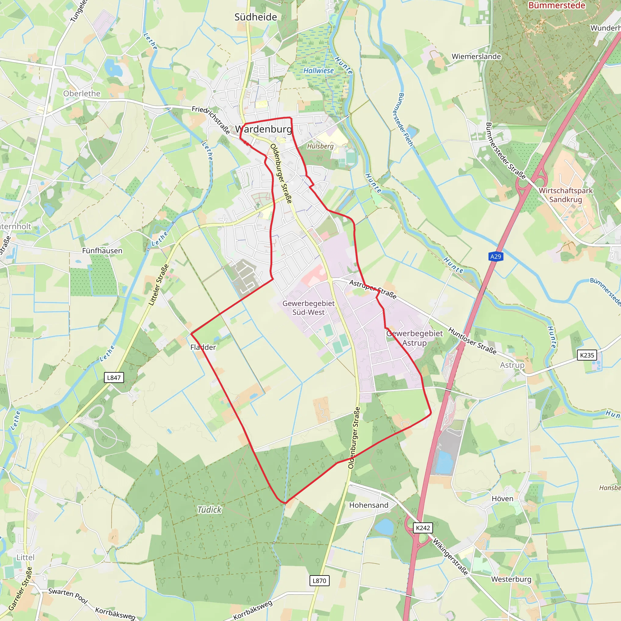 Wardenburg and Fladder Loop mobile static map