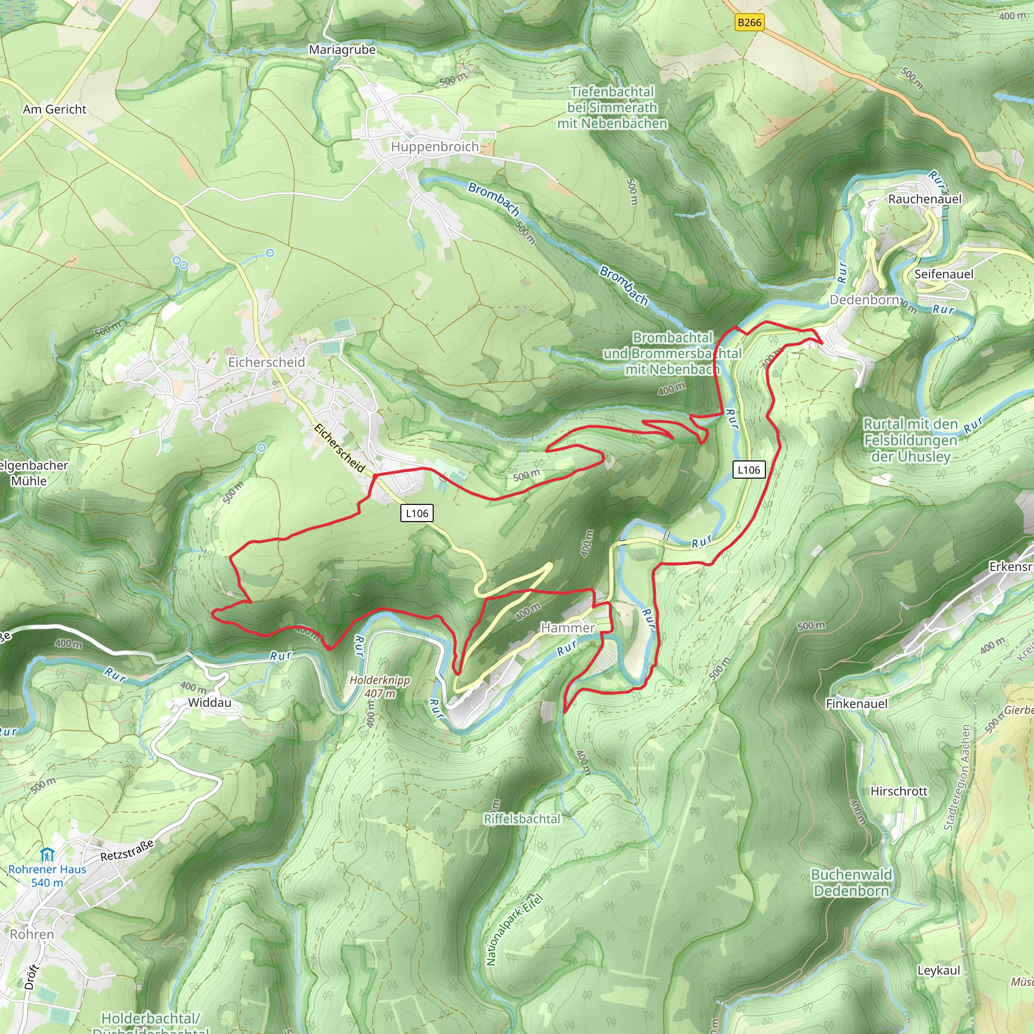 Rurtal mit den Felsbildungen der Uhusley and Hammer Loop mobile static map