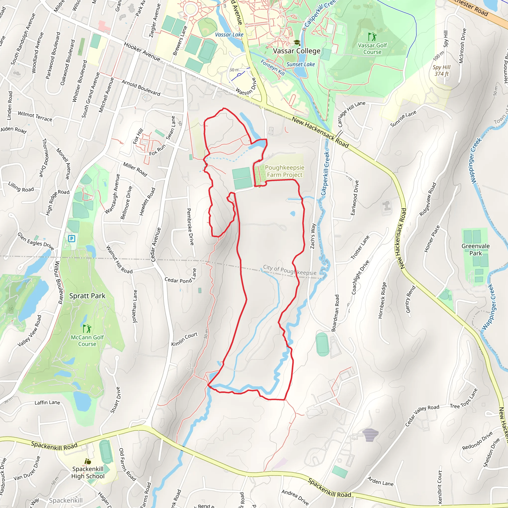 Casperkill Creek - Vassar College Loop mobile static map