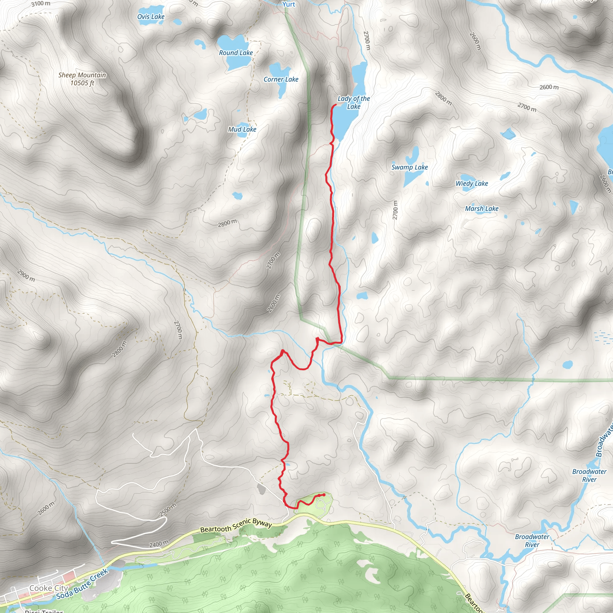 Lady of the Lake via Lower Lady Of The Lake Trail mobile static map