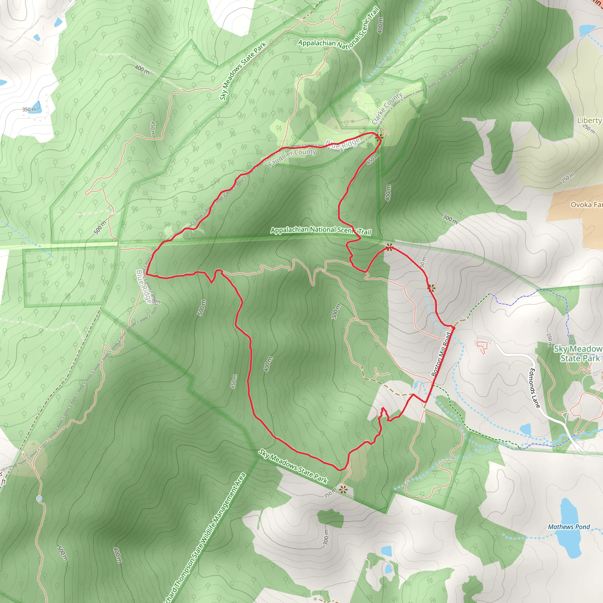 Ambassador Whitehouse Trail, Piedmont Overlook and North Ridge Loop Trail mobile static map