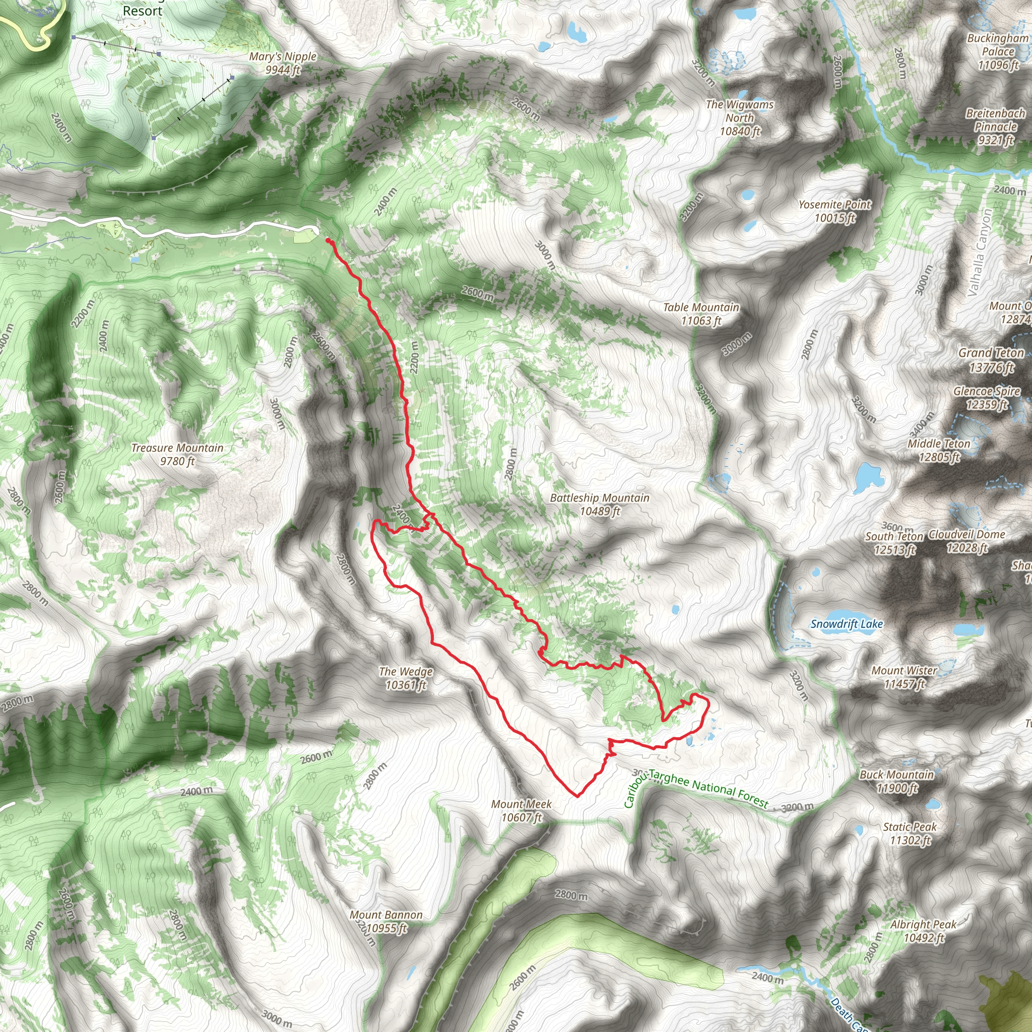 South Teton - Buck Mountain Pass and Devil's Staircase Loop Trail mobile static map