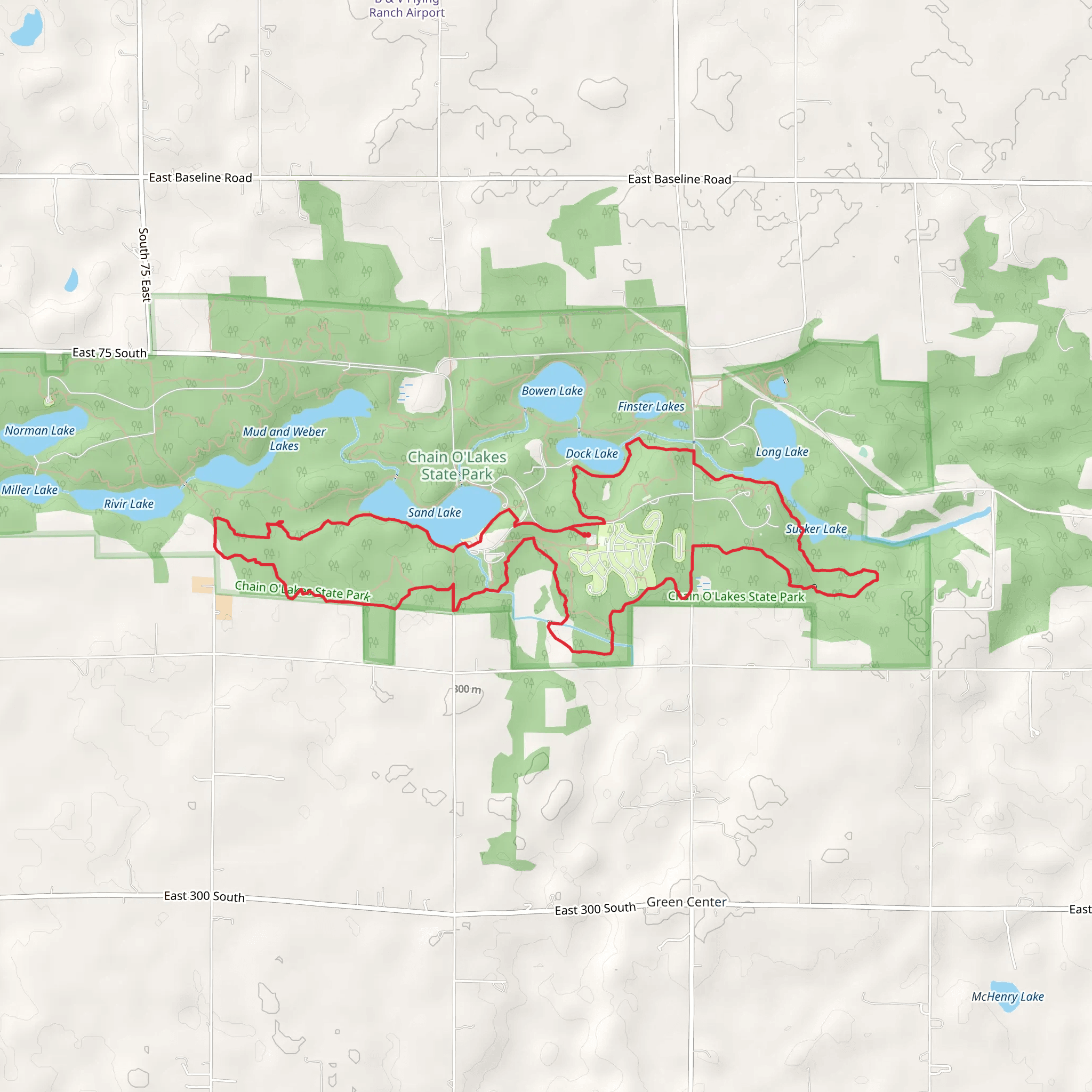 Dock, Long, Sucker and Sand Lake Loop mobile static map