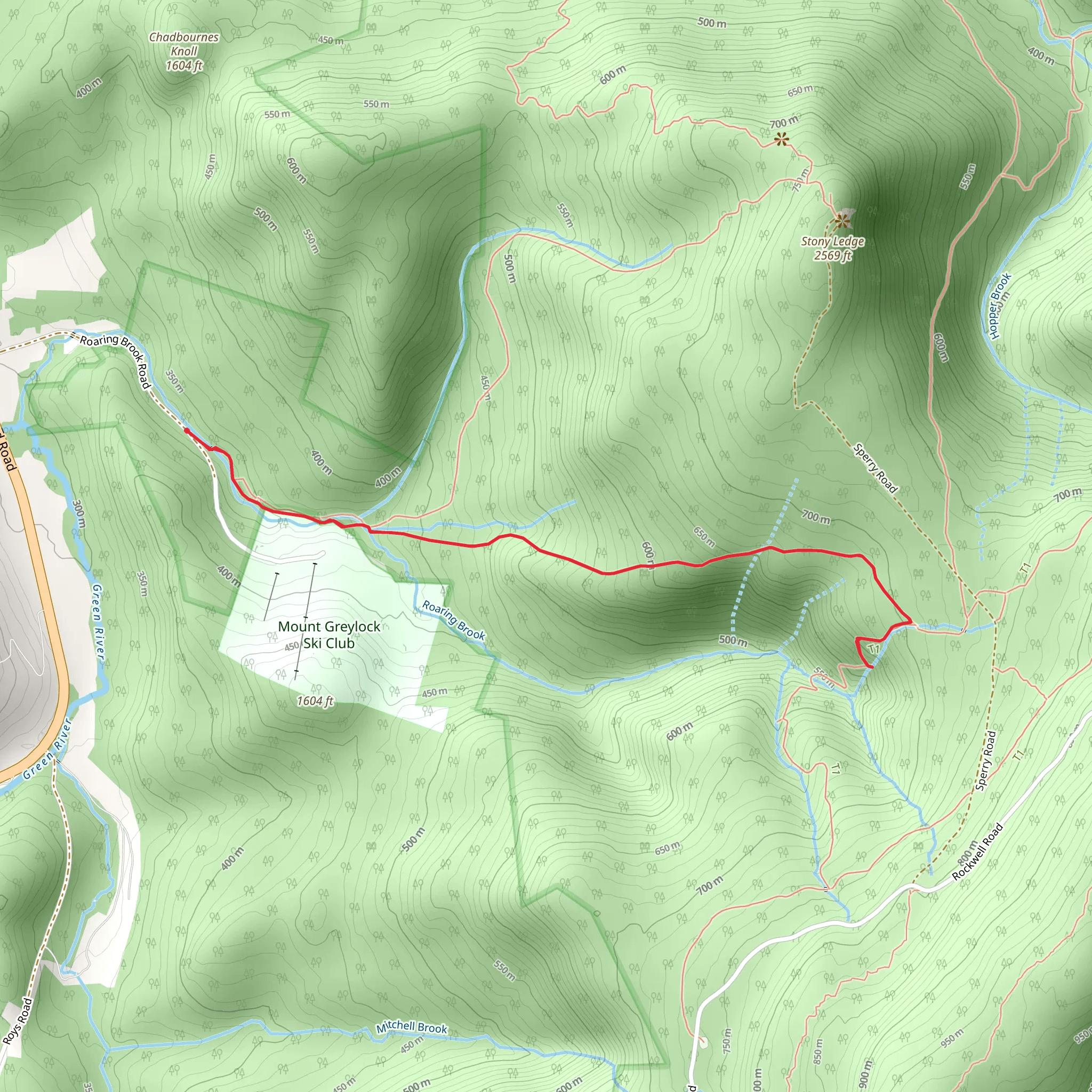 Deer Hill Trail from Roaring Brook Road mobile static map