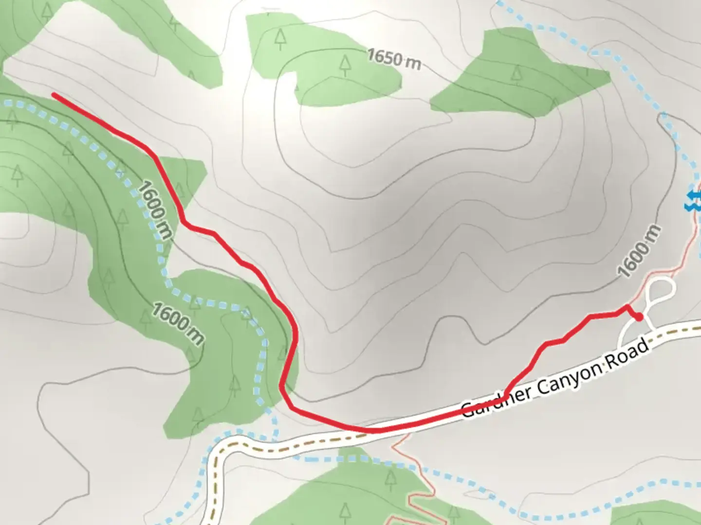 An image depicting the trail East Sawmill Canyon and its surrounding area.