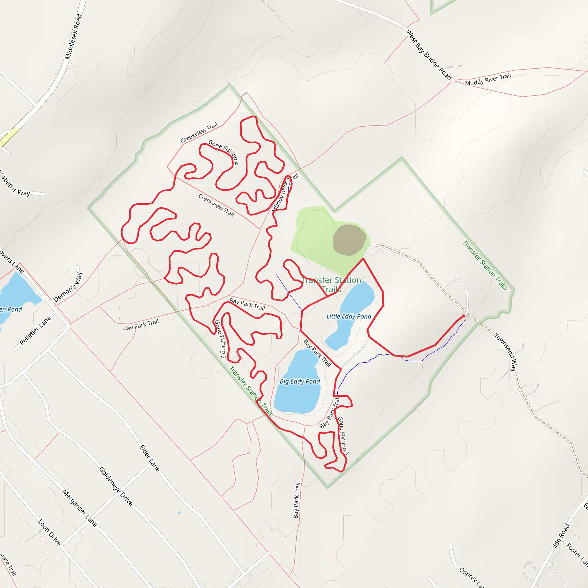 Little and Big Eddy Pond Loop mobile static map