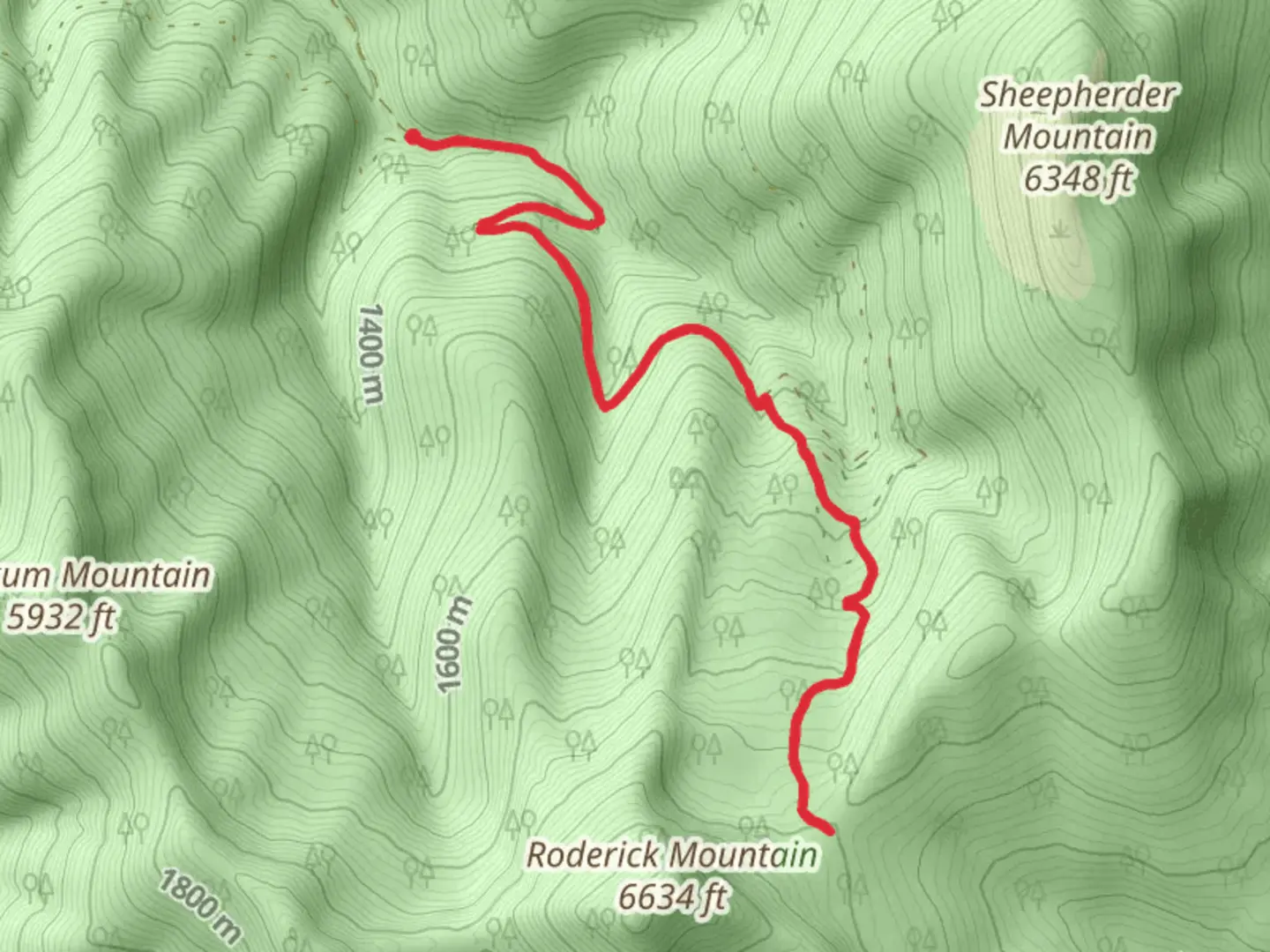 An image depicting the trail Roderick Mountain Trail and its surrounding area.