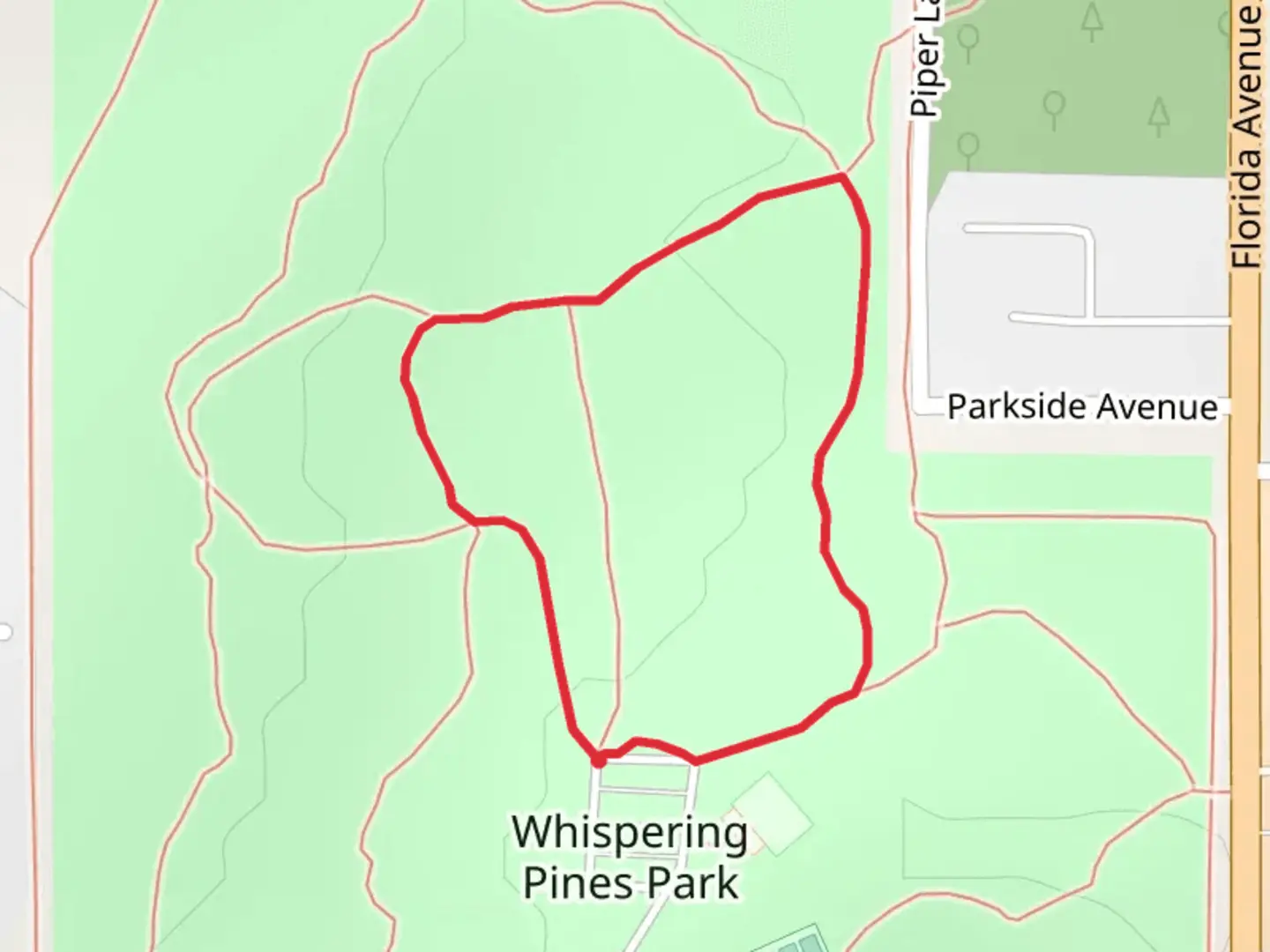 An image depicting the trail Red Trail Loop and its surrounding area.