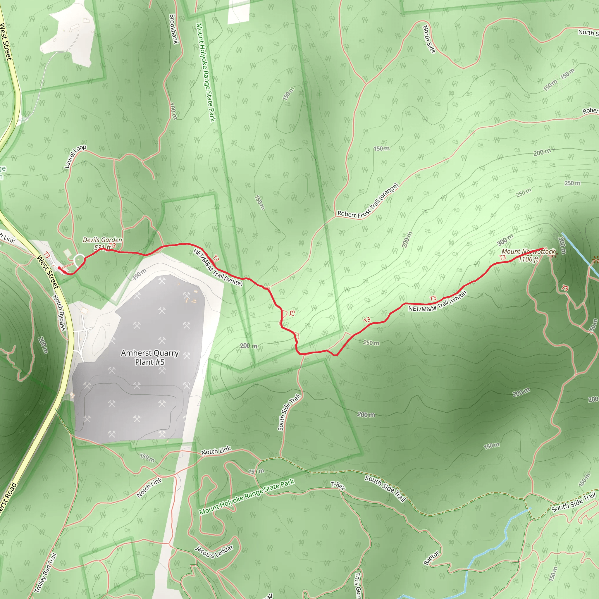 Mount Norwottock Trail mobile static map