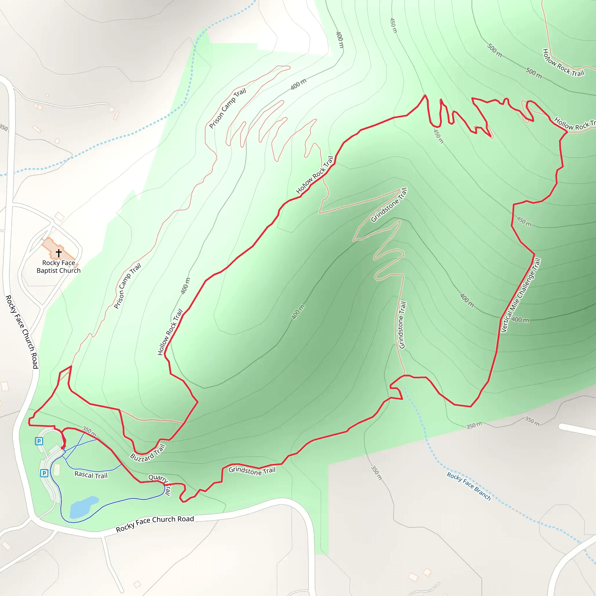 Vertical Mile Challenge Trail and Hollow Rock Trail Loop mobile static map