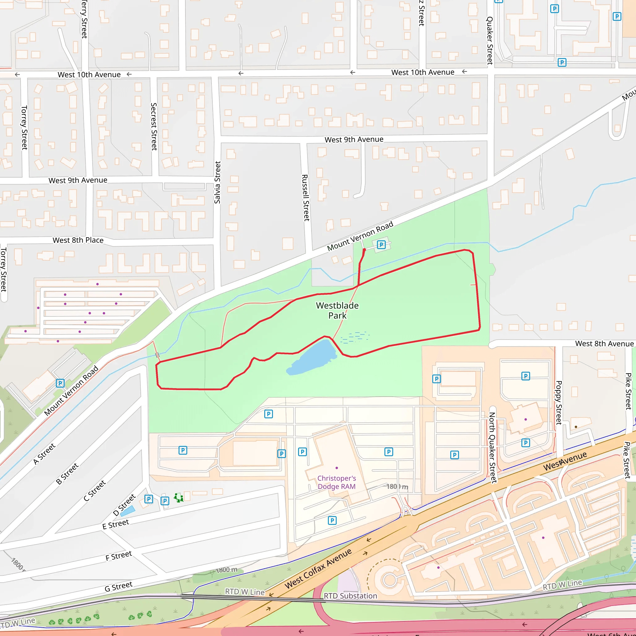 Westblade Park Loop mobile static map